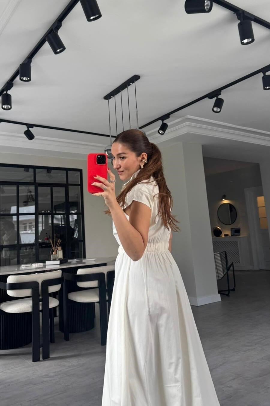 ÖNDEN FERMUARLI GÖMLEK ELBİSE/7272