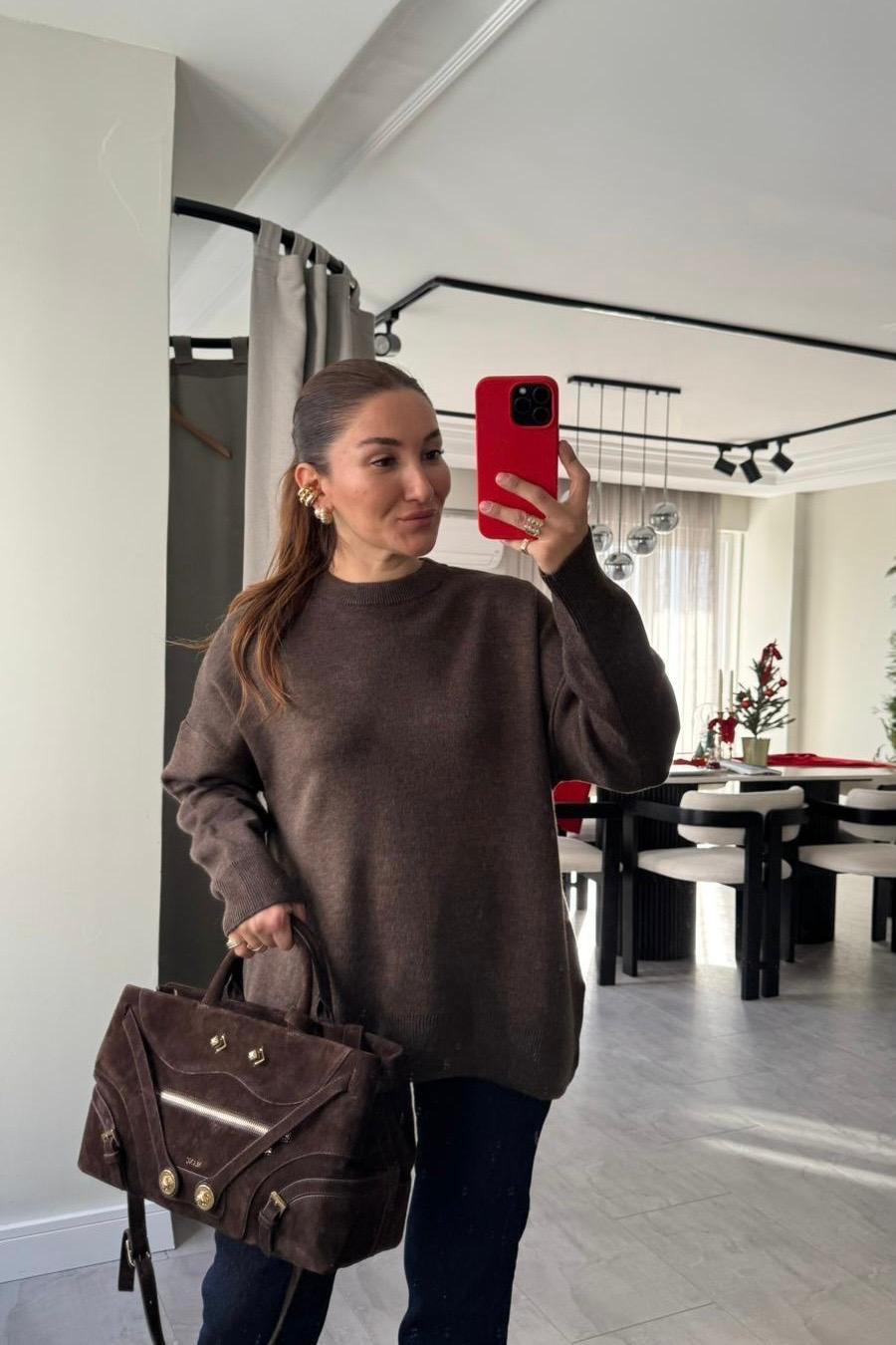 BİSİKLET YAKA OVERSİZE KAZAK/1019