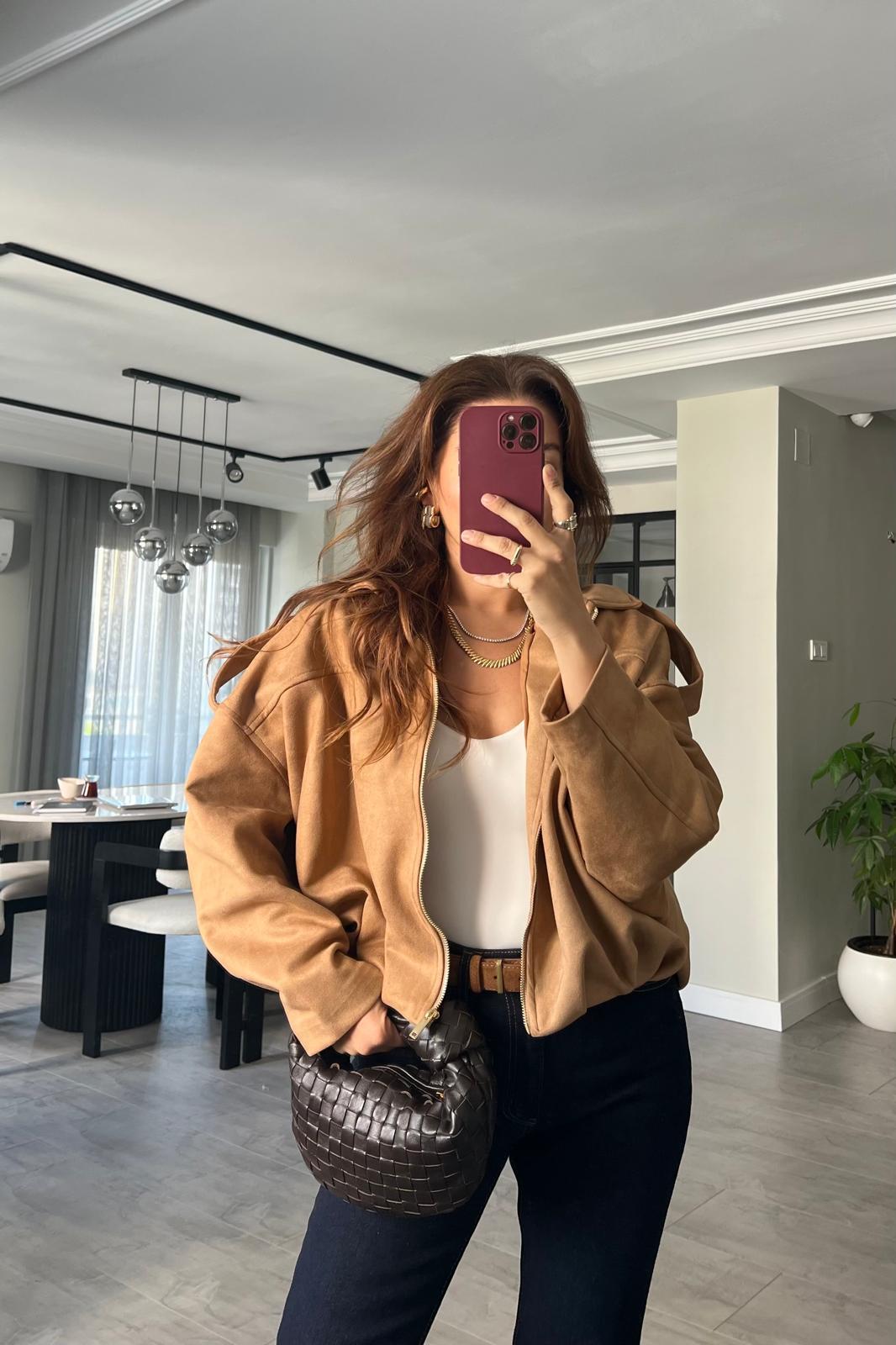 SÜET BOMBER CEKET/9635