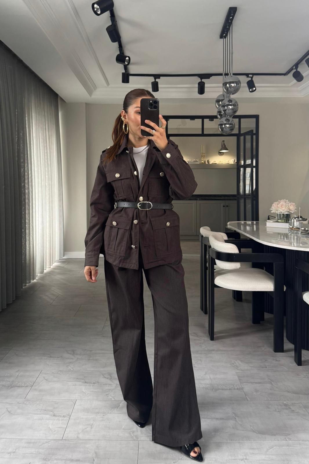 KEMERLİ APOLETLİ DENİM TAKIM/7292