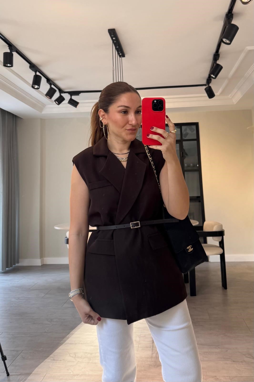 KEMERLİ POLİVİSKON OVERSİZE YELEK/6022