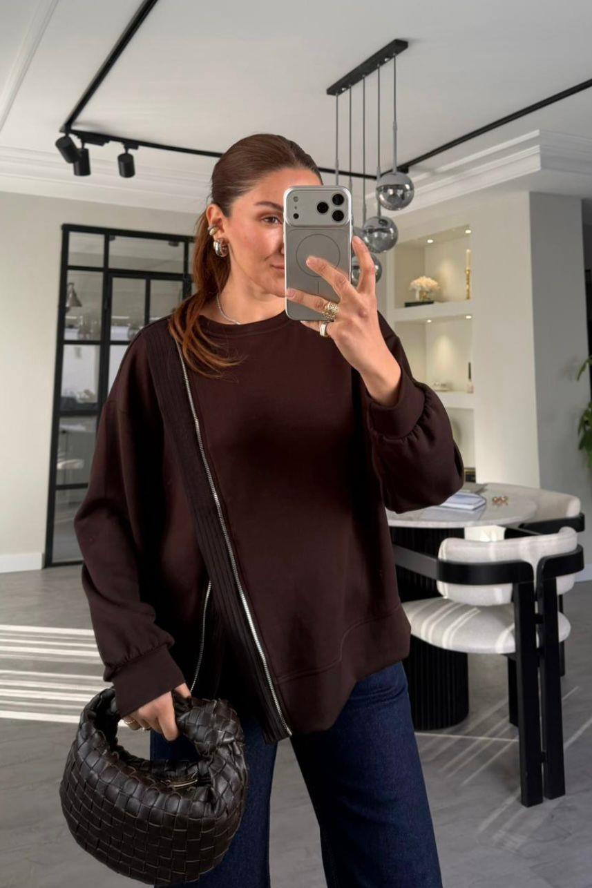 FERMUAR DETAYLI MODAL SWEAT