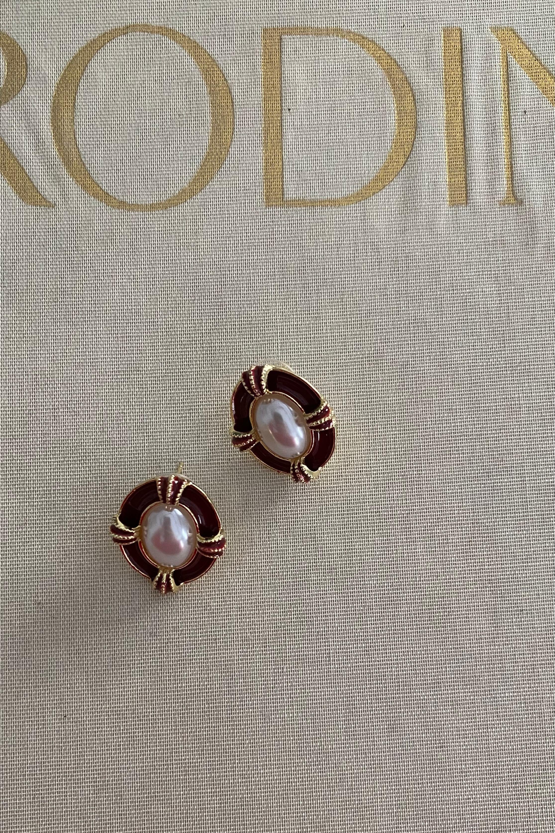 BORDO ÇERÇEVELİ VİNTAGE KÜPE