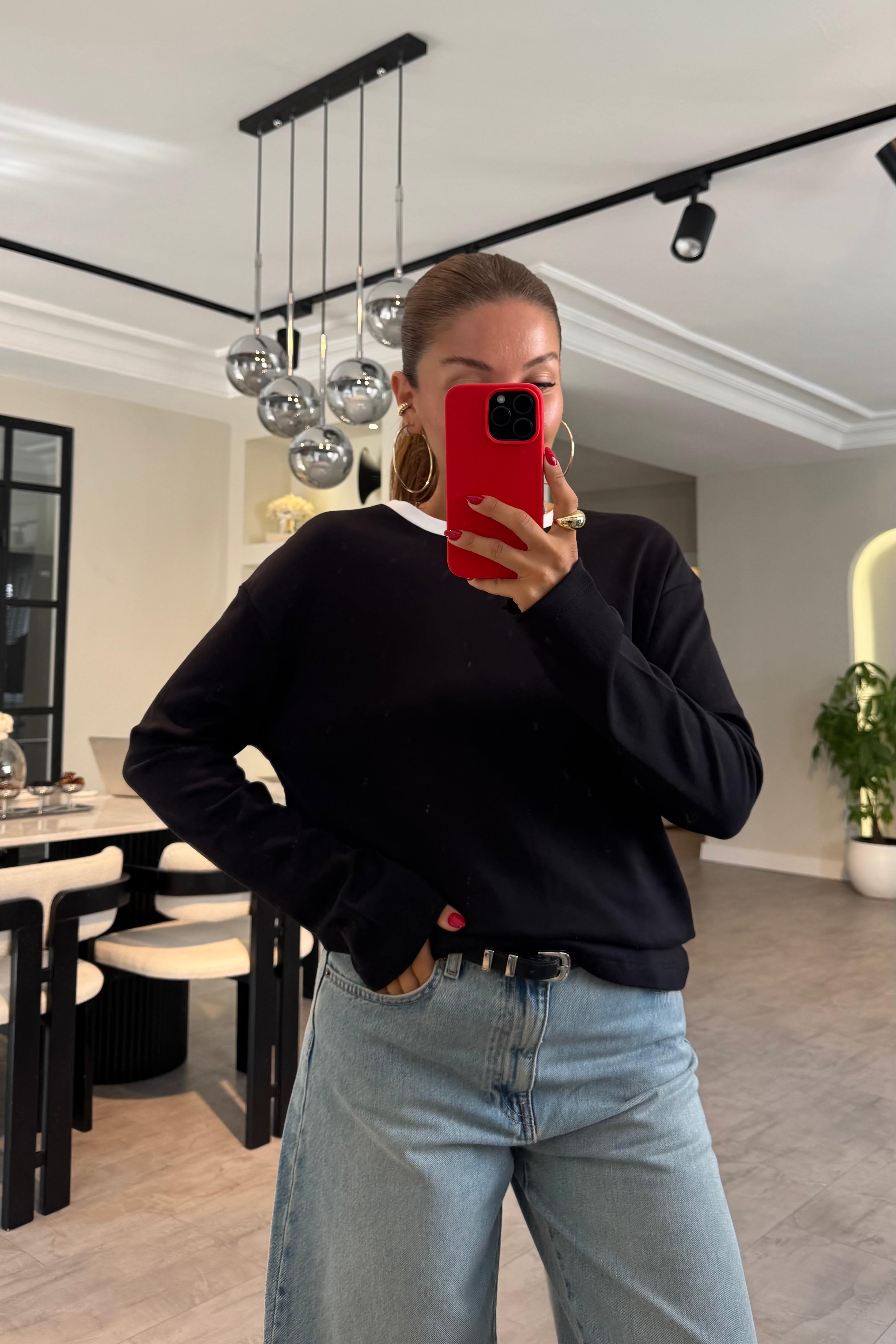 BİYE DETAYLI UZUNKOL SWEATSHIRT/8454