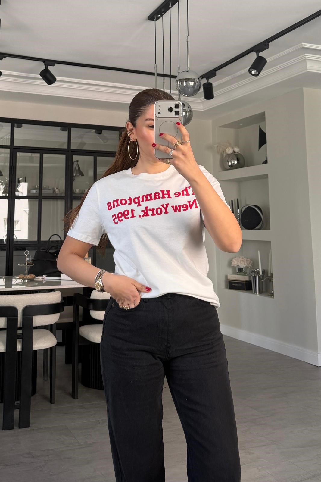 NEWYORK BASKILI T-SHİRT