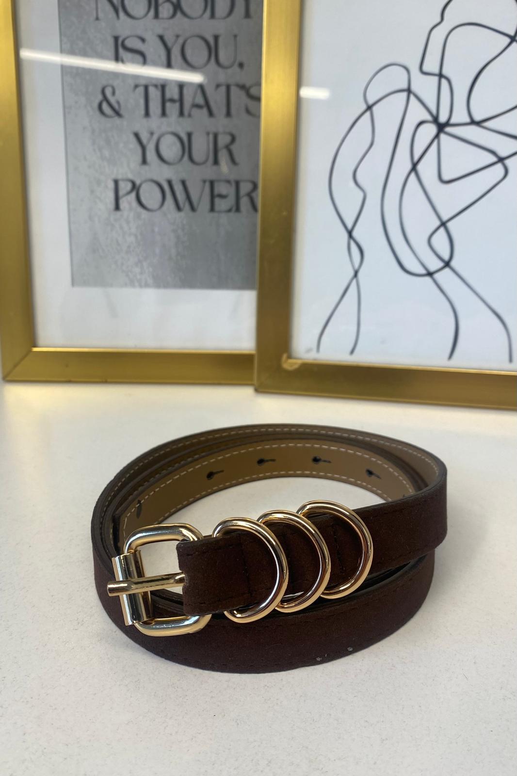 HALKA GEÇİRMELİ SÜET GOLD KEMER