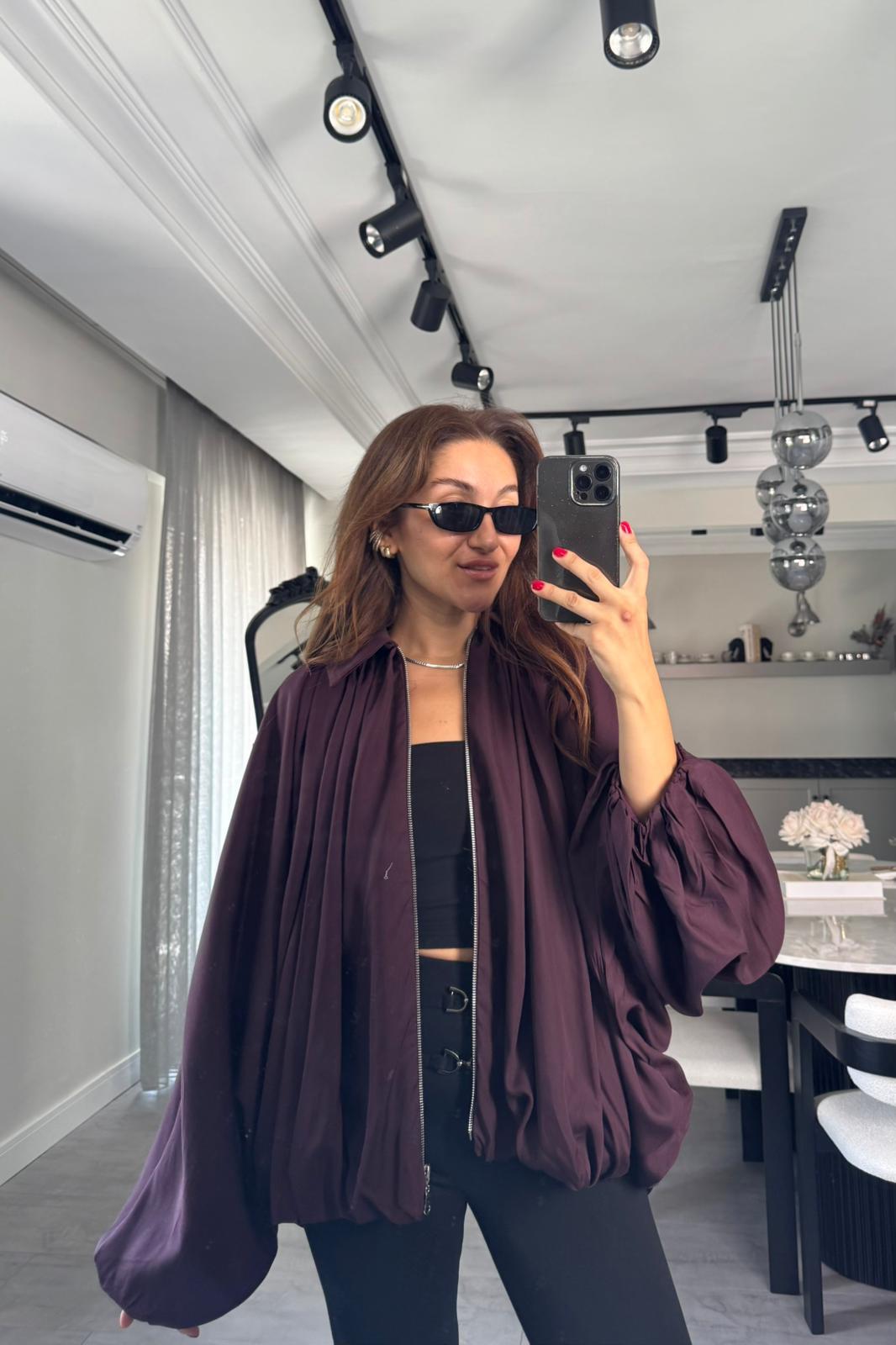 PİLELİ BOMBER TENSEL CEKET/8232