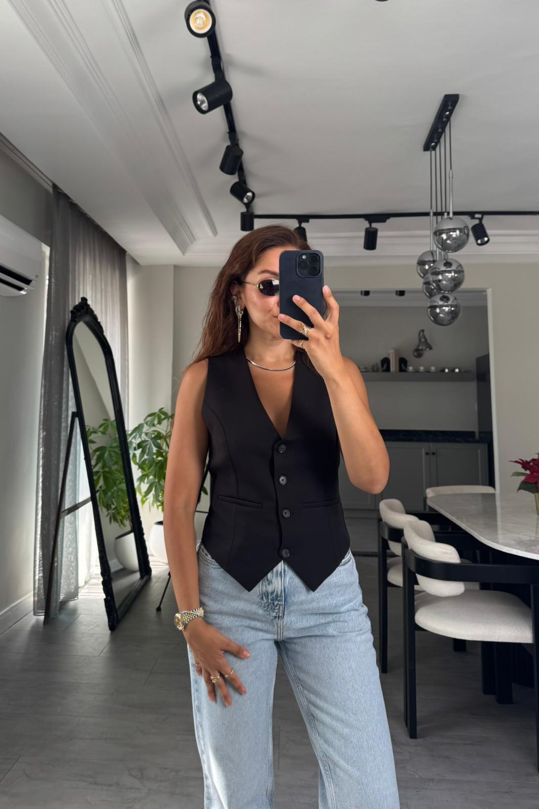 DÜĞMELİ KUMAŞ YELEK /60064