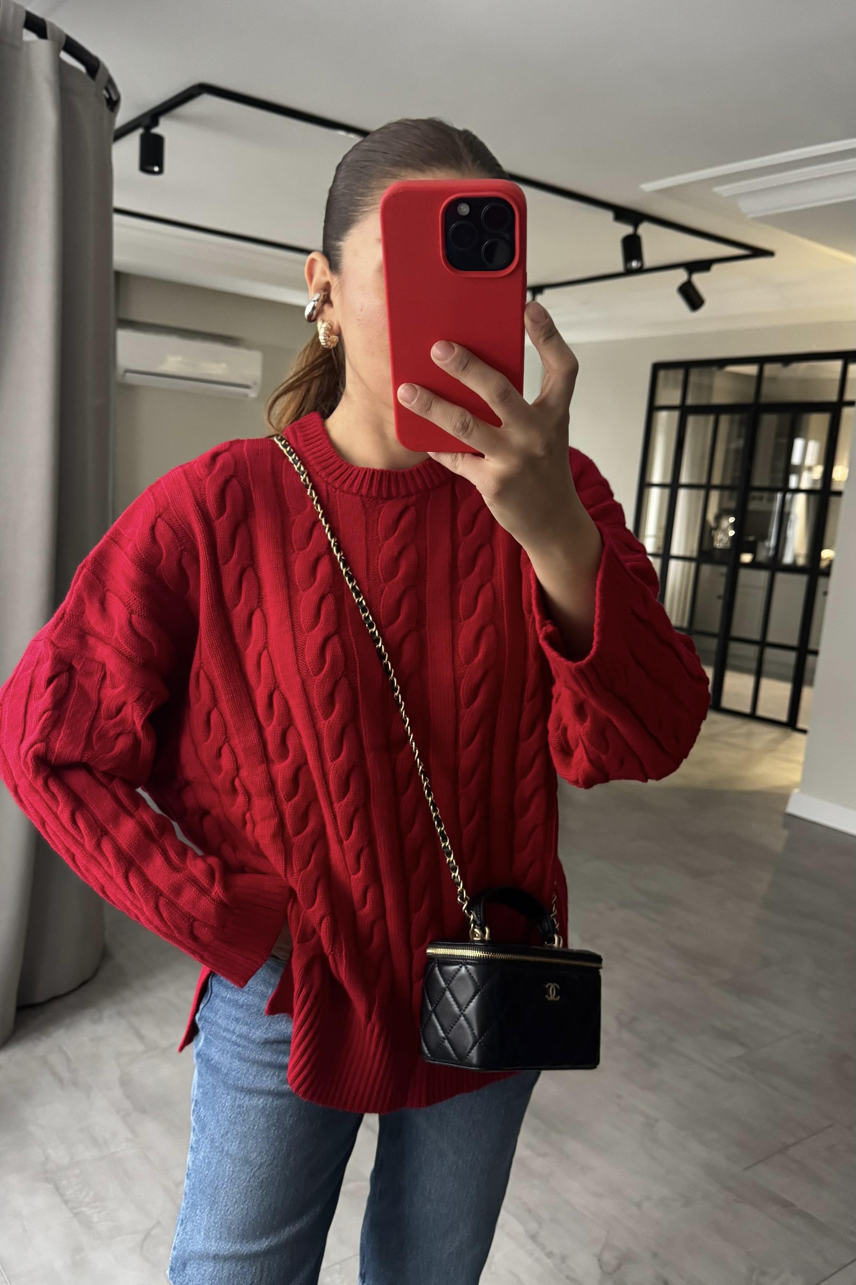 YANI YIRTMAÇLI SAÇ ÖRGÜ KAZAK/1285