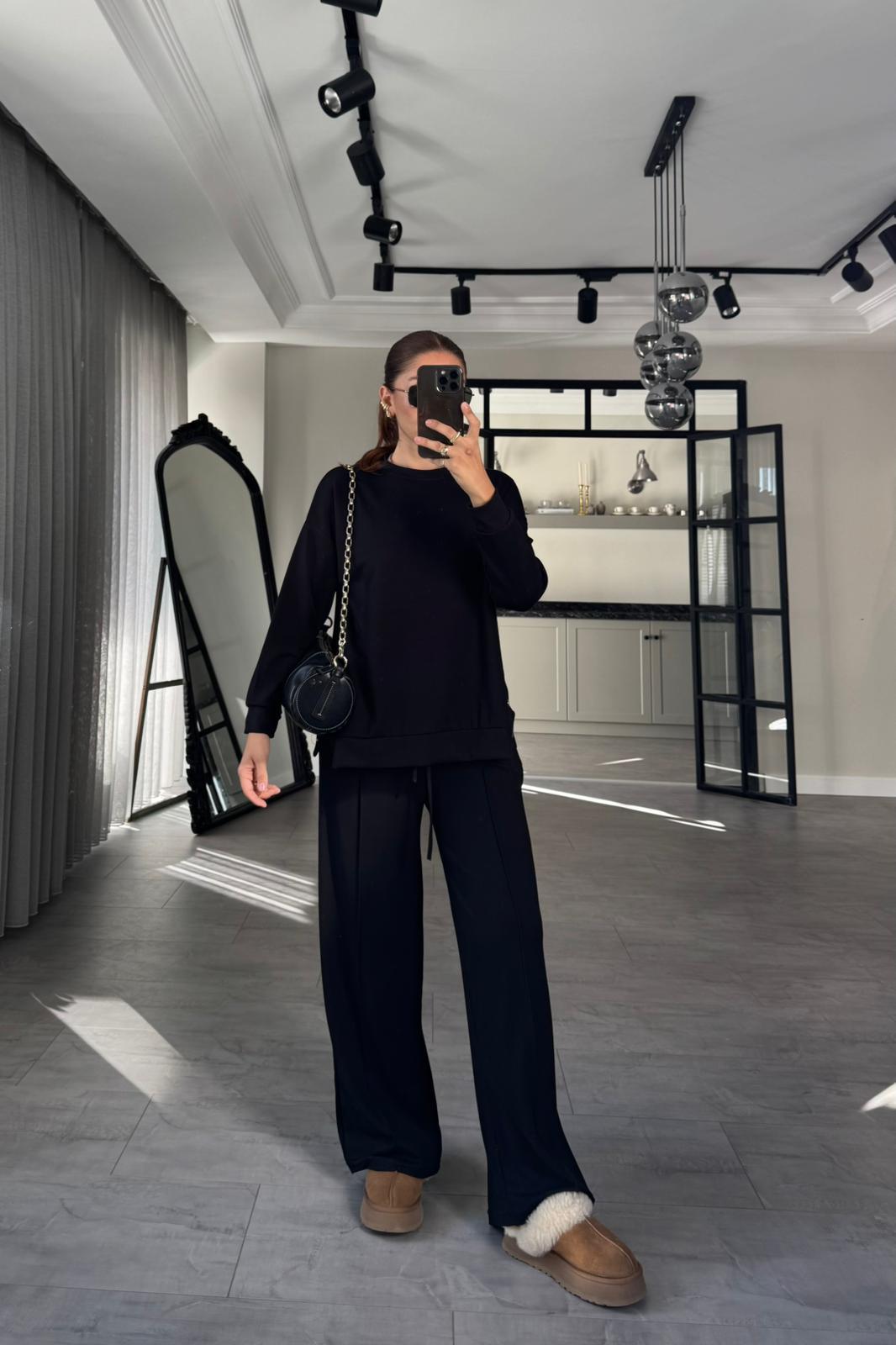 BİSİKLET YAKA ÇITÇITLI MODAL EŞOFMAN TAKIM/6989