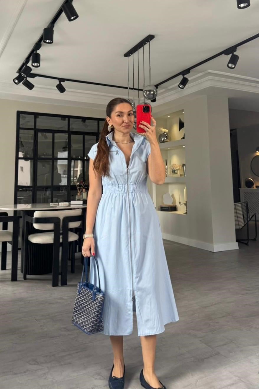 ÖNDEN FERMUARLI GÖMLEK ELBİSE/7272