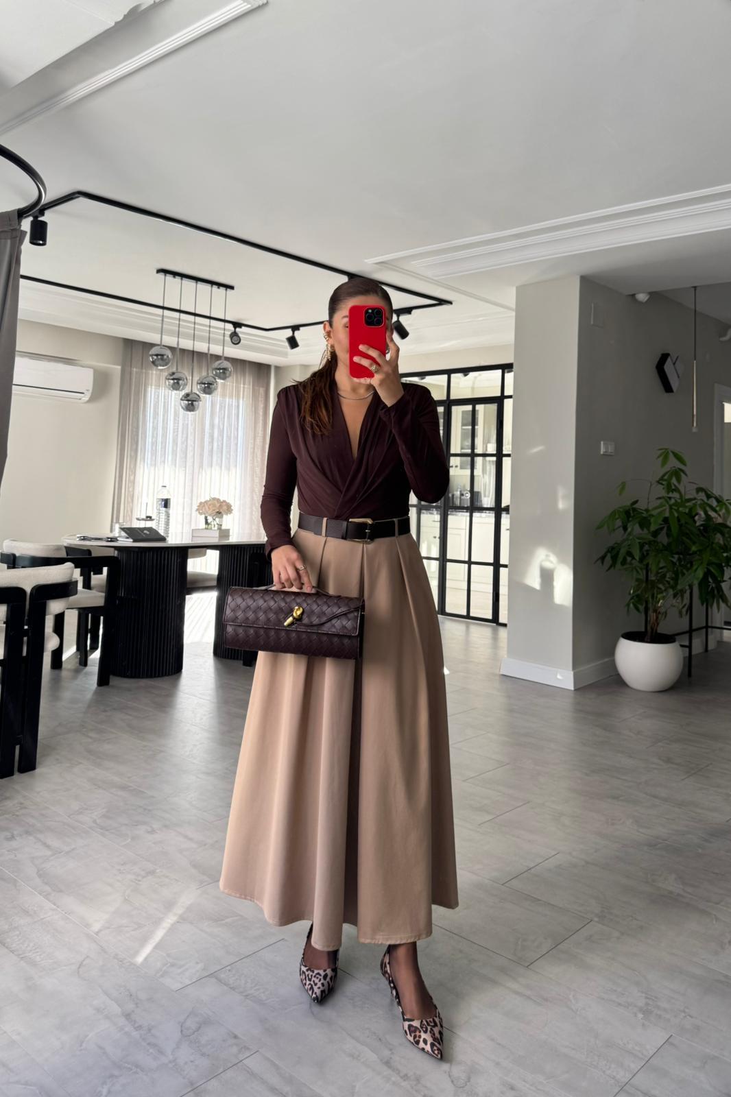 POLİVİSKON KEMERLİ MAKSİ ETEK/3360