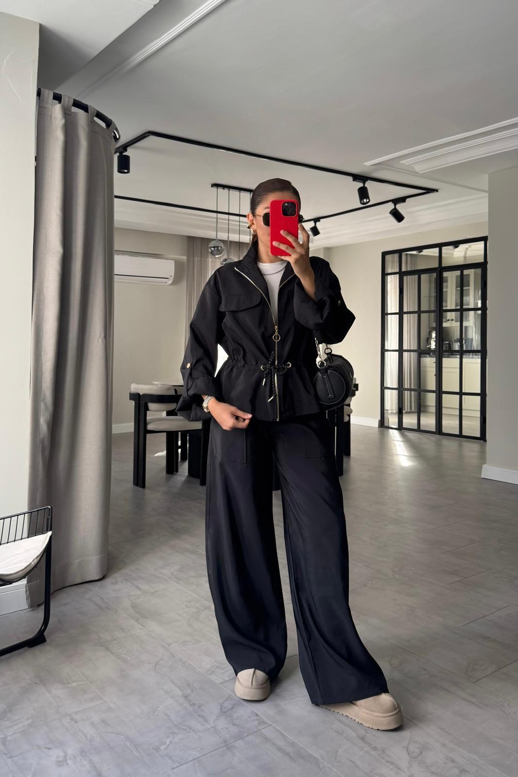 BELDEN BAĞLAMALI PARAŞÜT PALAZZO TAKIM/0650