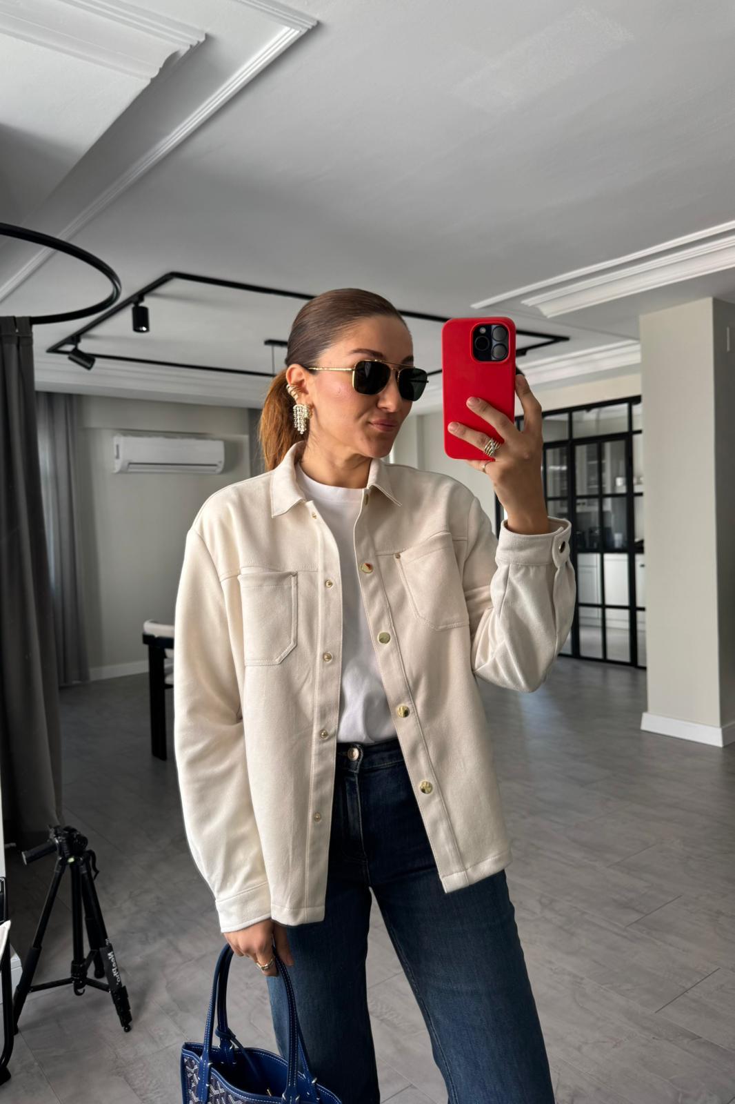 GOLD ÇITÇITLI SÜET CEKET