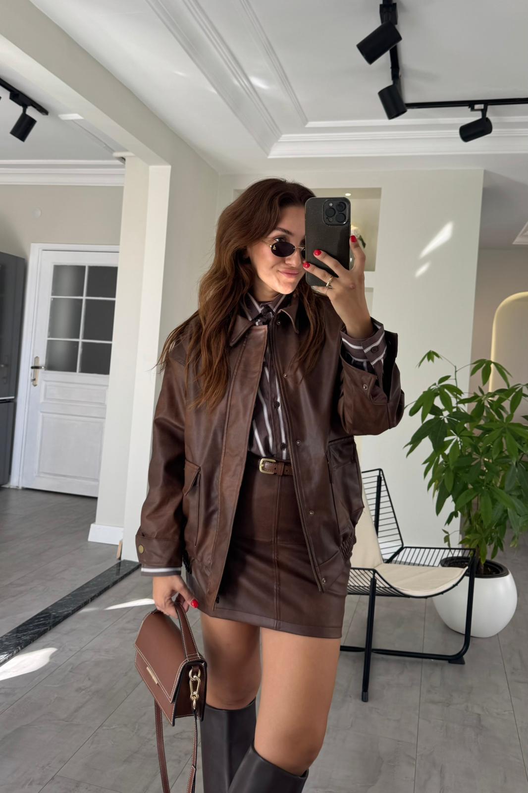 VİNTAGE DERİ BOMBER CEKET