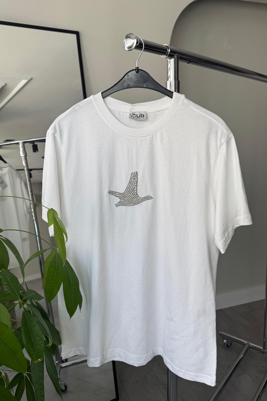 KUŞ TEK TAŞLI T-SHIRT