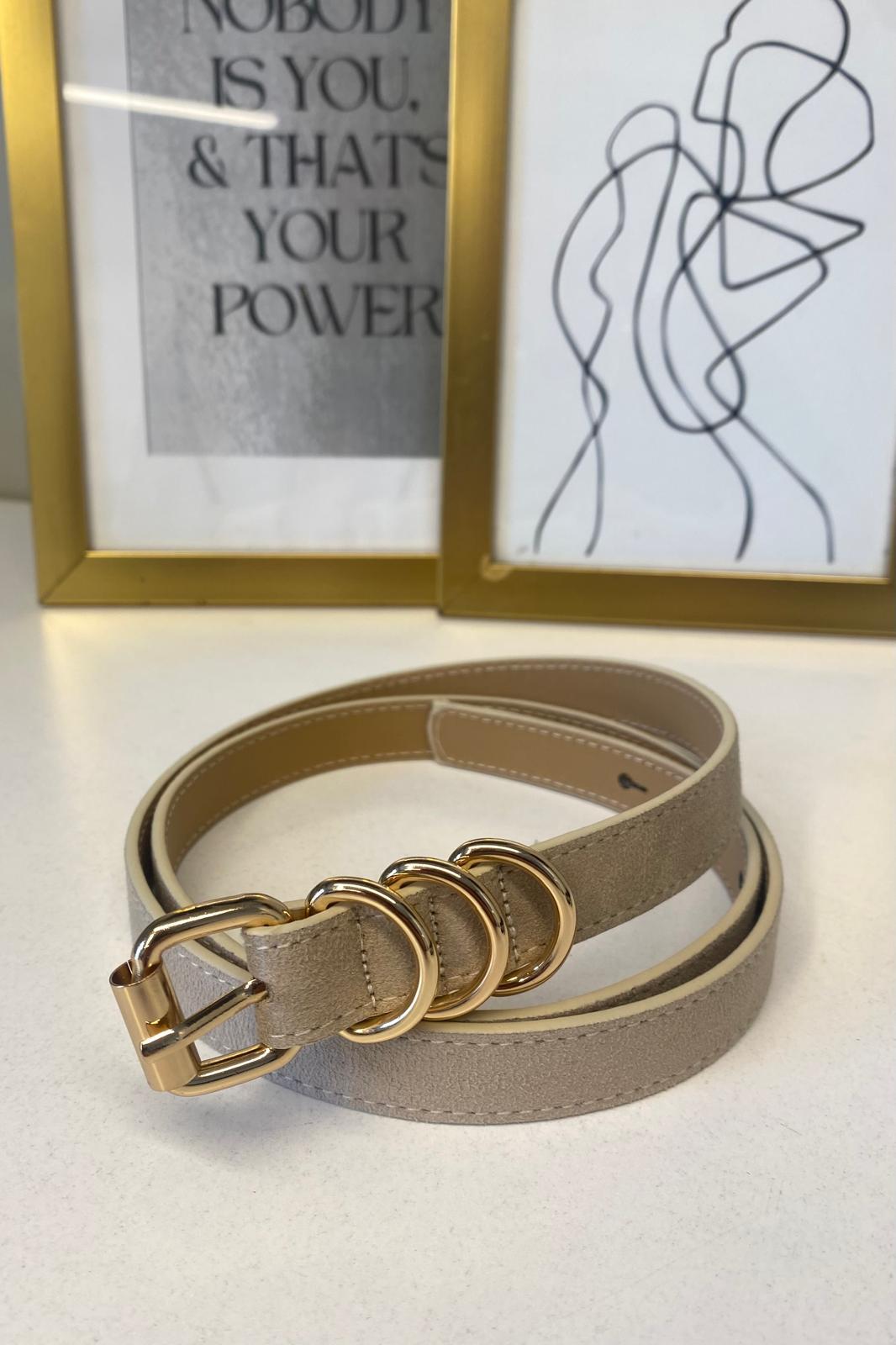 HALKA GEÇİRMELİ SÜET GOLD KEMER