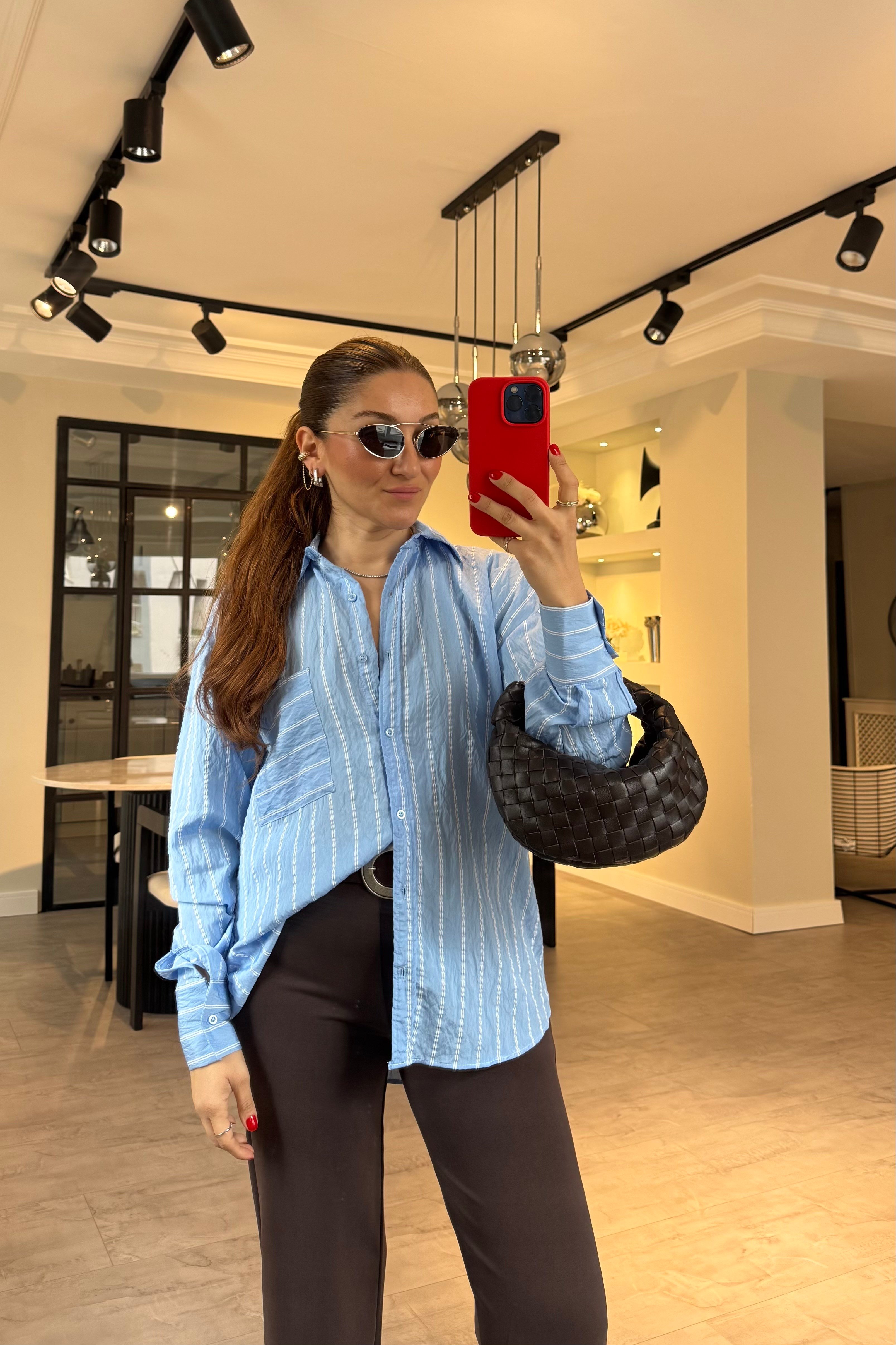 ÇİZGİLİ CEPLİ GÖMLEK