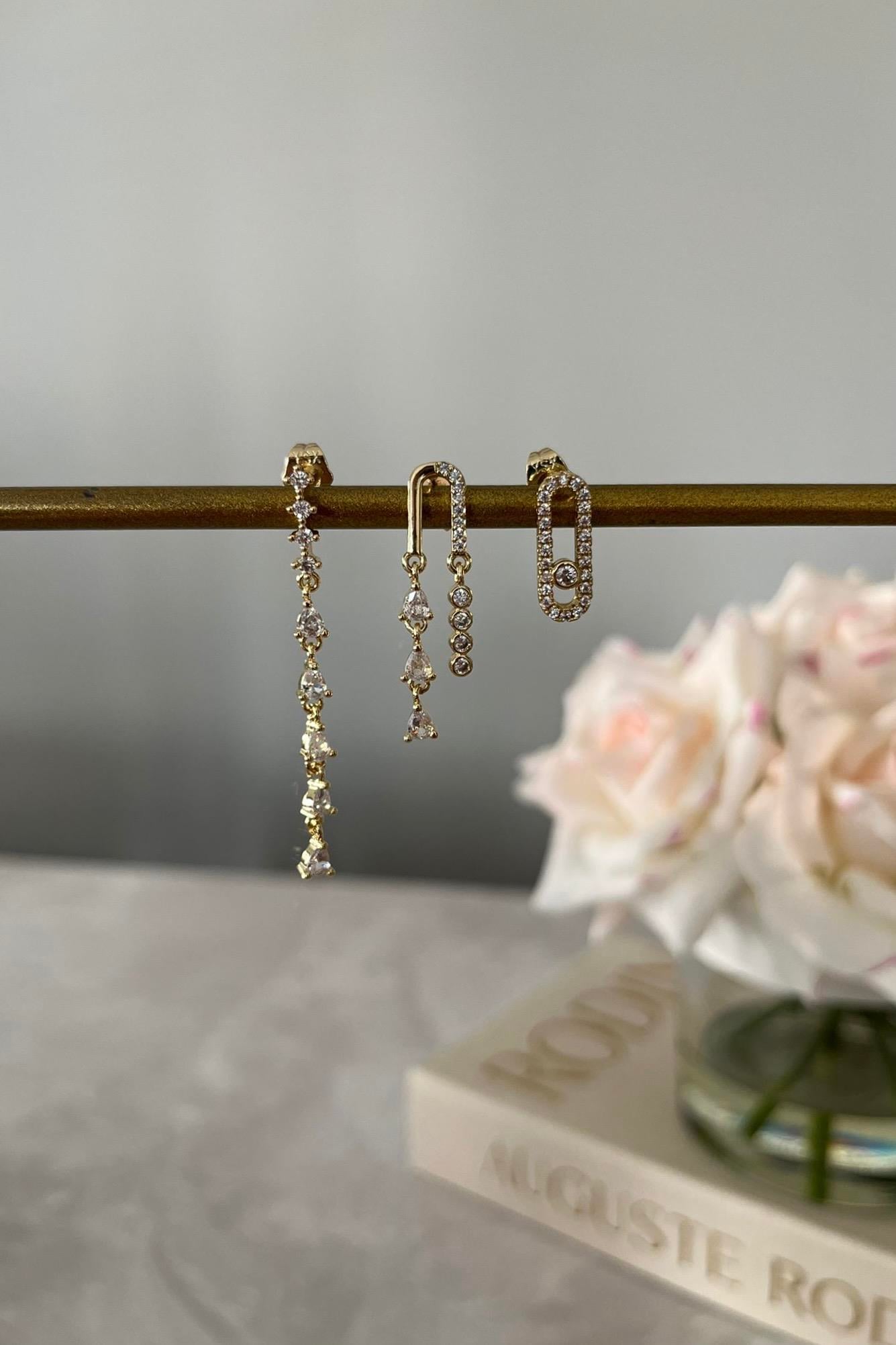 SARKIT DAMLA TAŞLI KOMBİN KÜPE