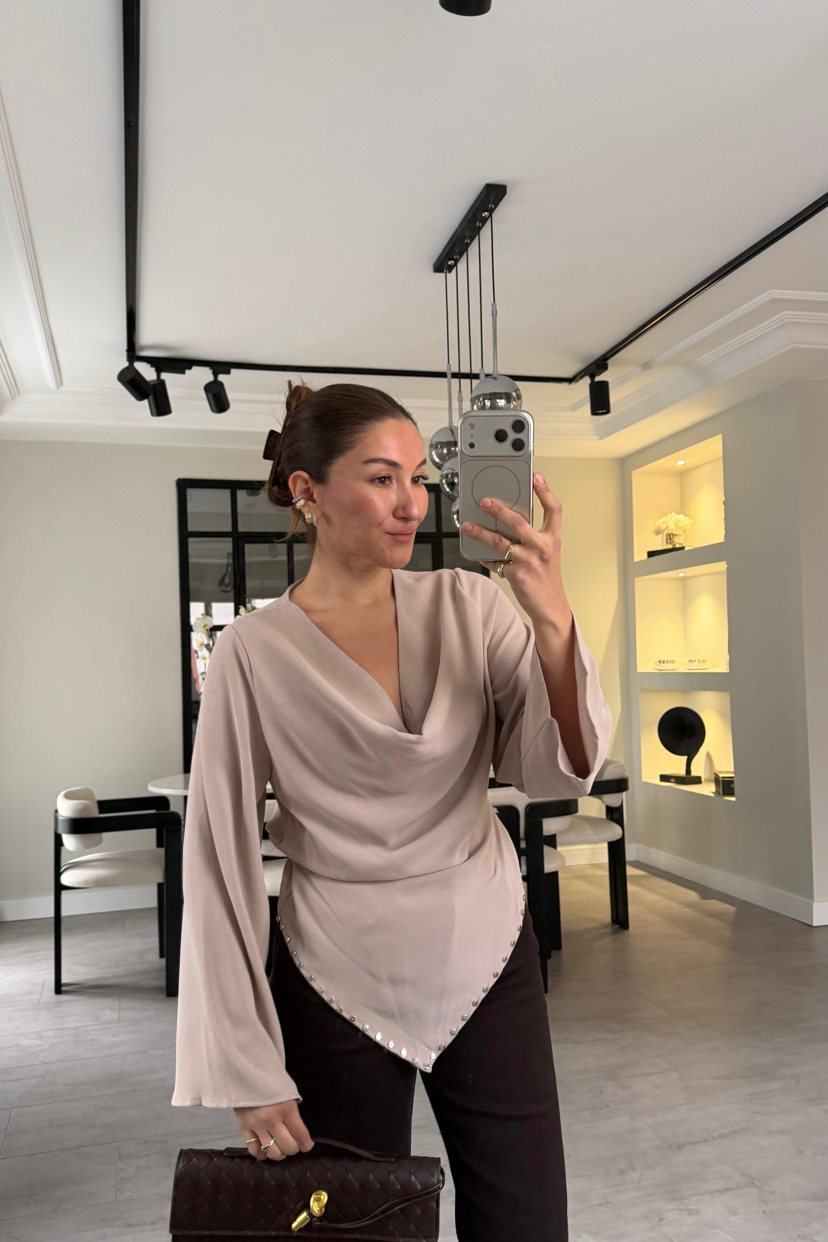 VEREV KESİM KUŞAKLI BLUZ/1243