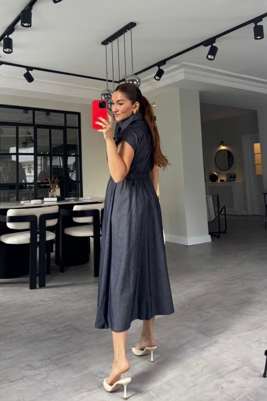 FERMUARLI GÖMLEK DENİM  ELBİSE