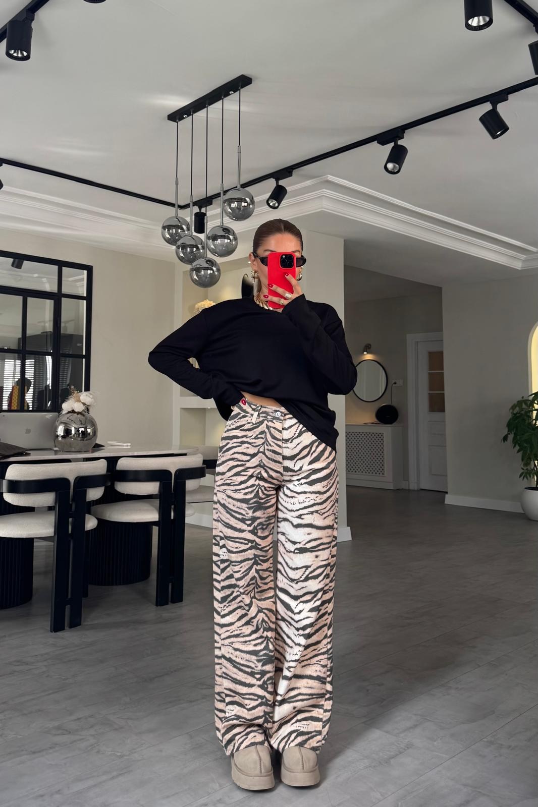 ZEBRA DESENLİ PALAZZO PANTOLON/1233