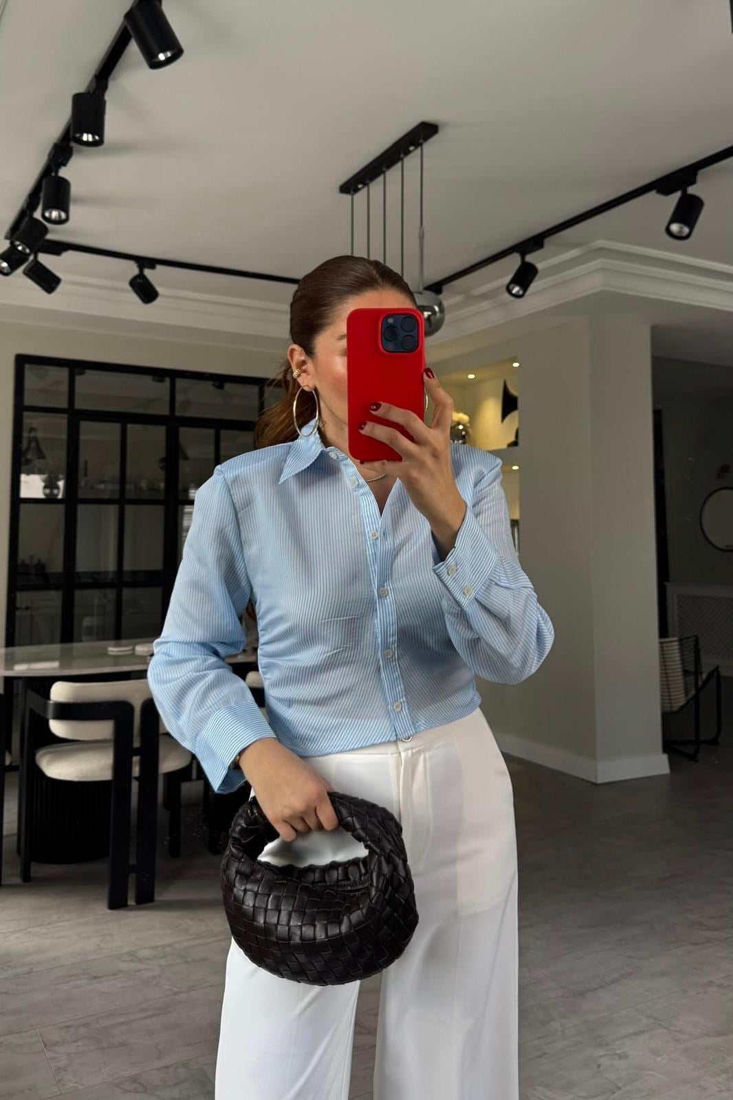 VATKALI ÇİZGİLİ CROP GÖMLEK/1485