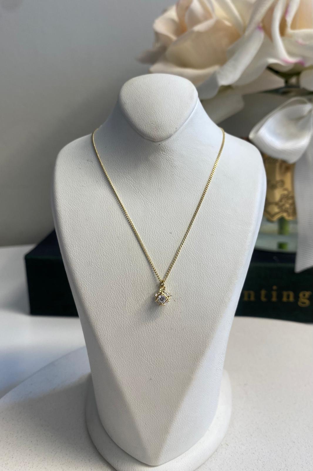 TAŞLI KÜP UÇLU HAYALET KOLYE