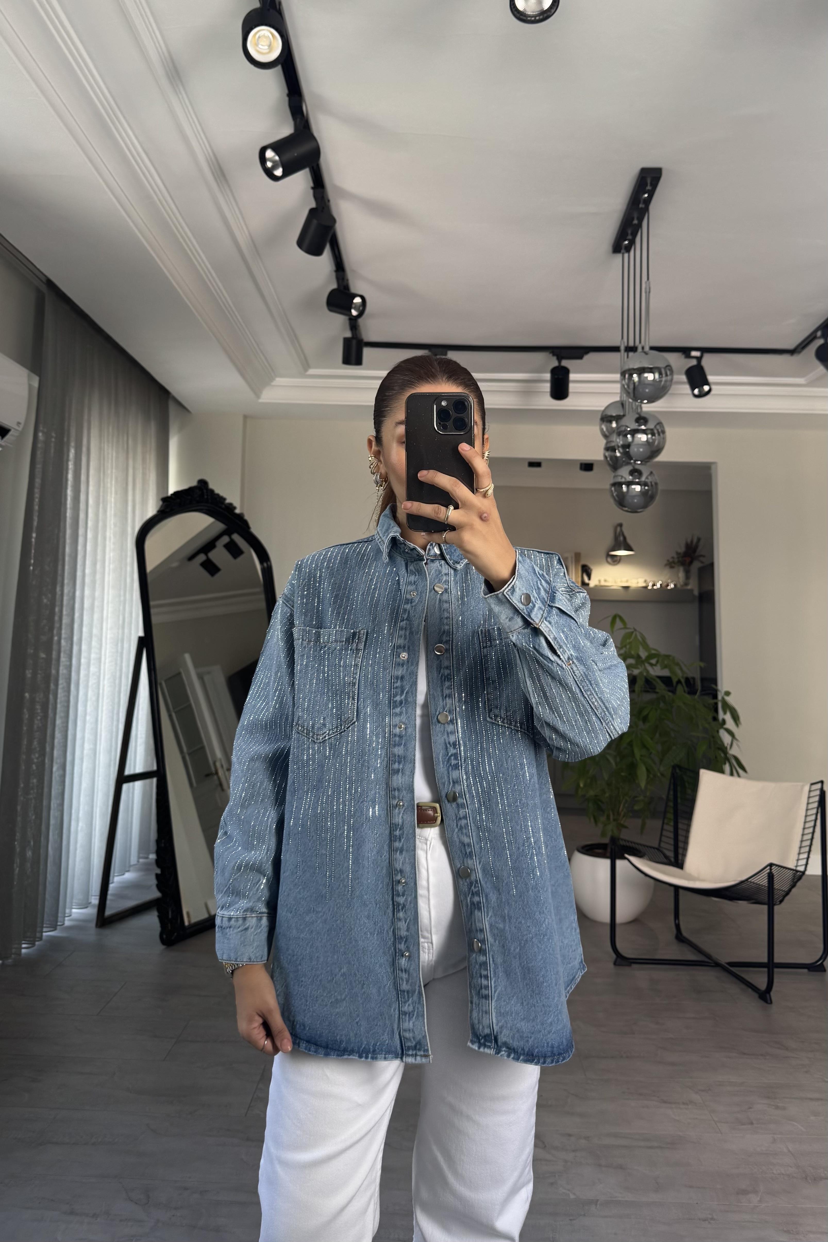 TAŞLI DENİM GÖMLEK/36189