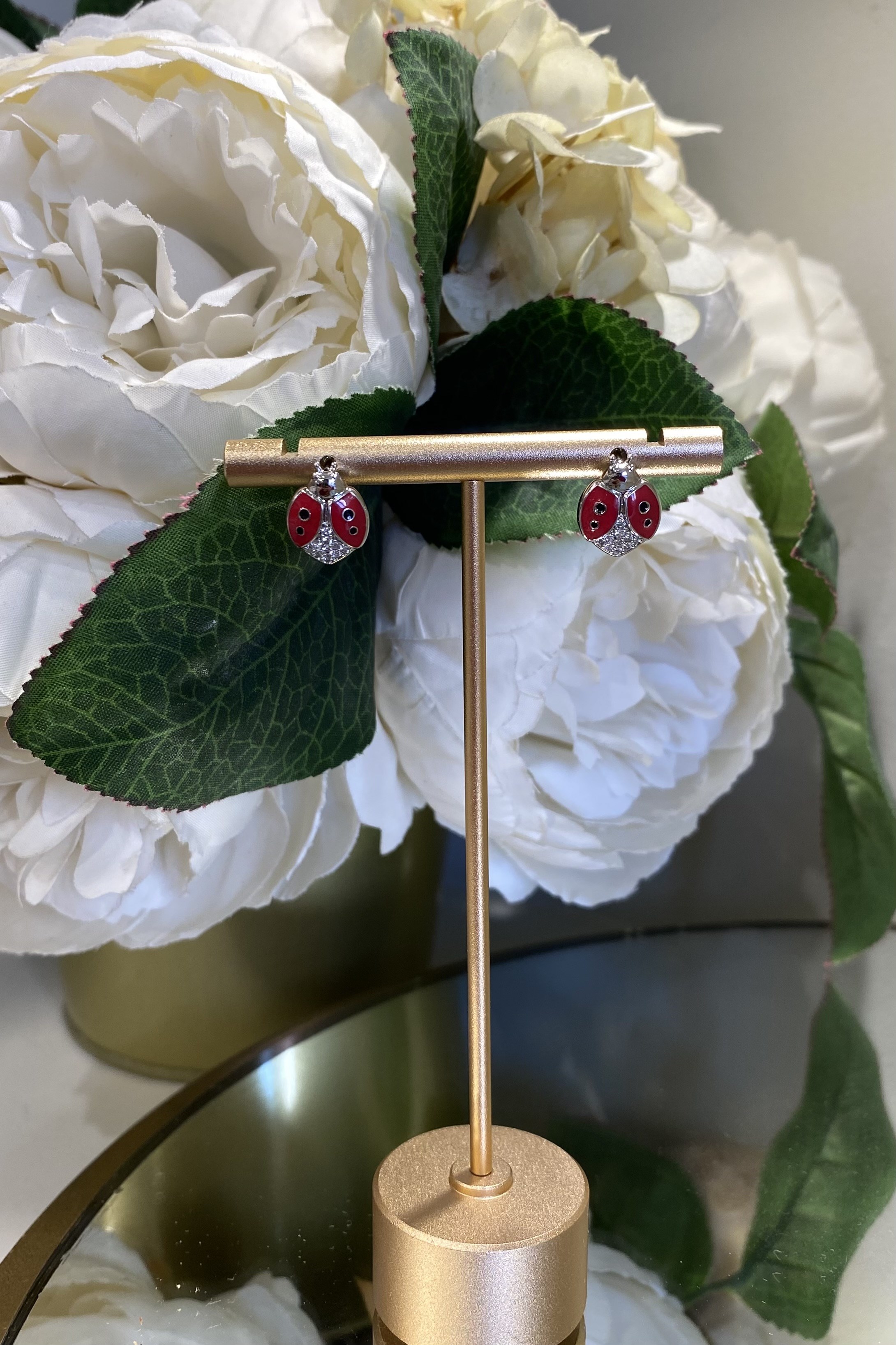 ZİRKON TAŞLI UĞUR BÖCEĞİ KÜPE