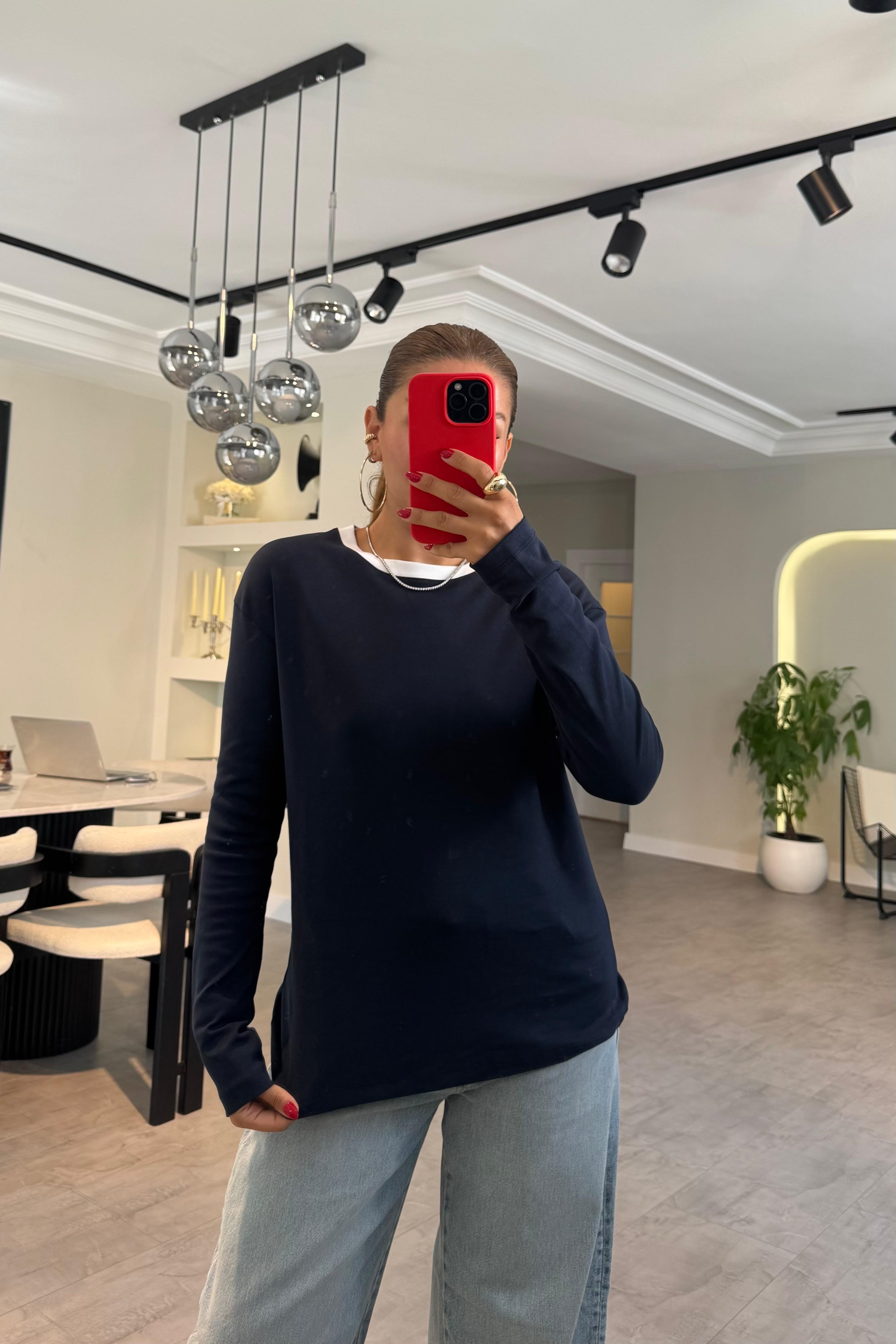 BİYE DETAYLI UZUNKOL SWEATSHIRT/8454
