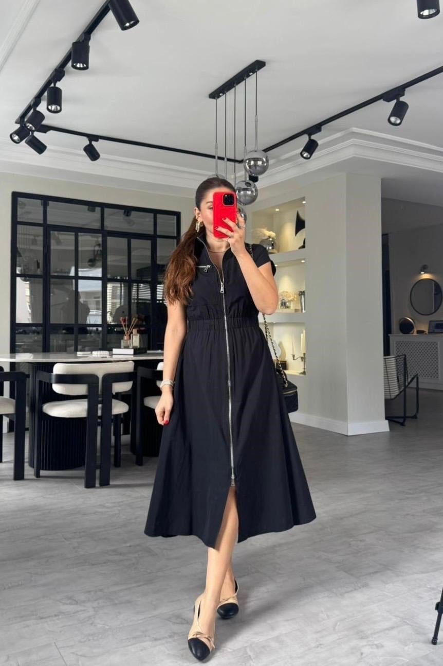 ÖNDEN FERMUARLI GÖMLEK ELBİSE/7272