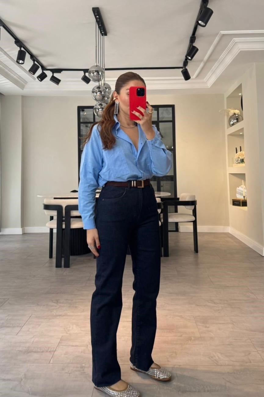 BLAZE KENDİNDEN KEMERLİ STRAİGHT JEAN/102