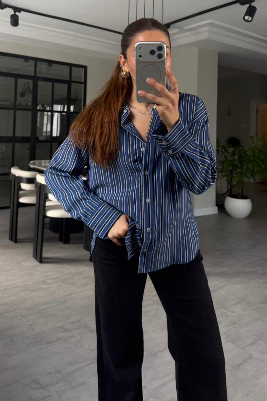 ERKEK YAKA ÇİZGİLİ GÖMLEK/17344