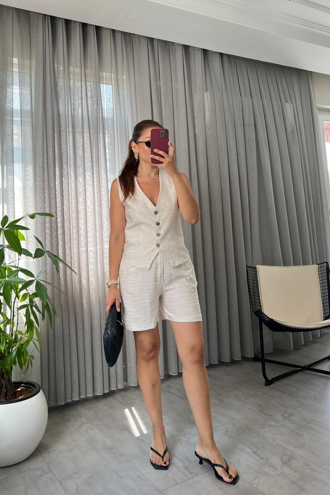 KETEN KIRÇILLI YELEK TAKIM