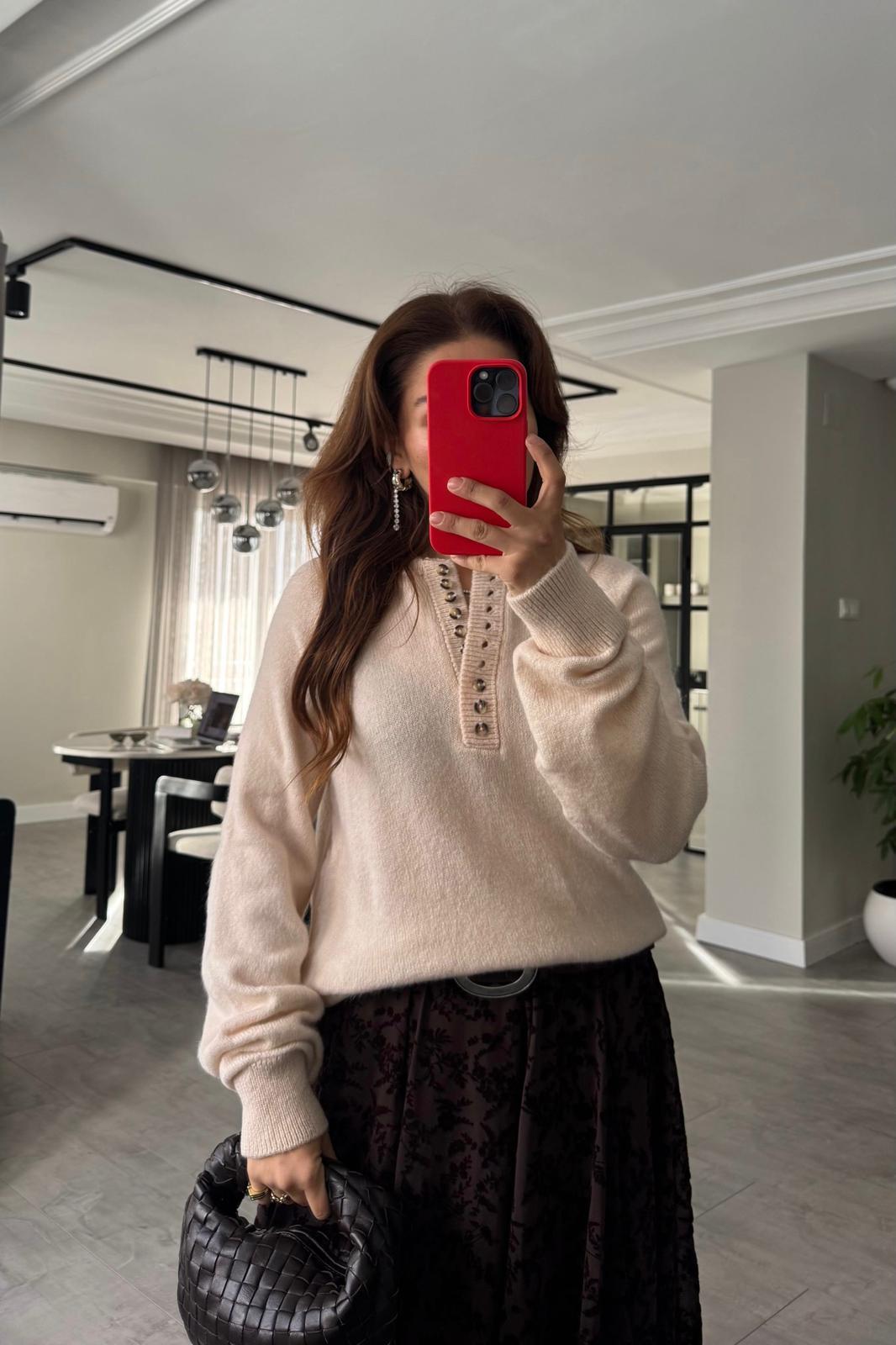 SIFIR YAKA DÜĞMELİ KAZAK/1246