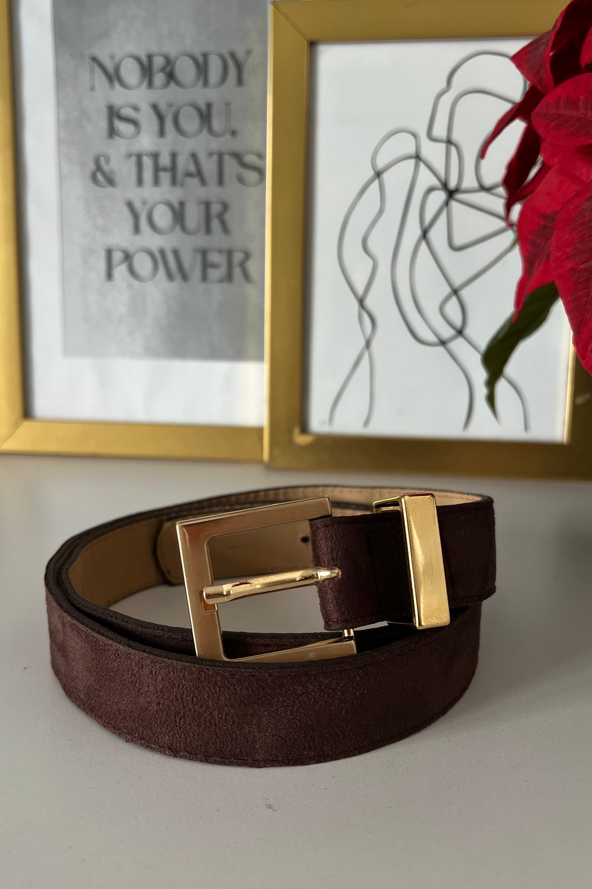 KARE TOKALI SÜET GOLD KEMER