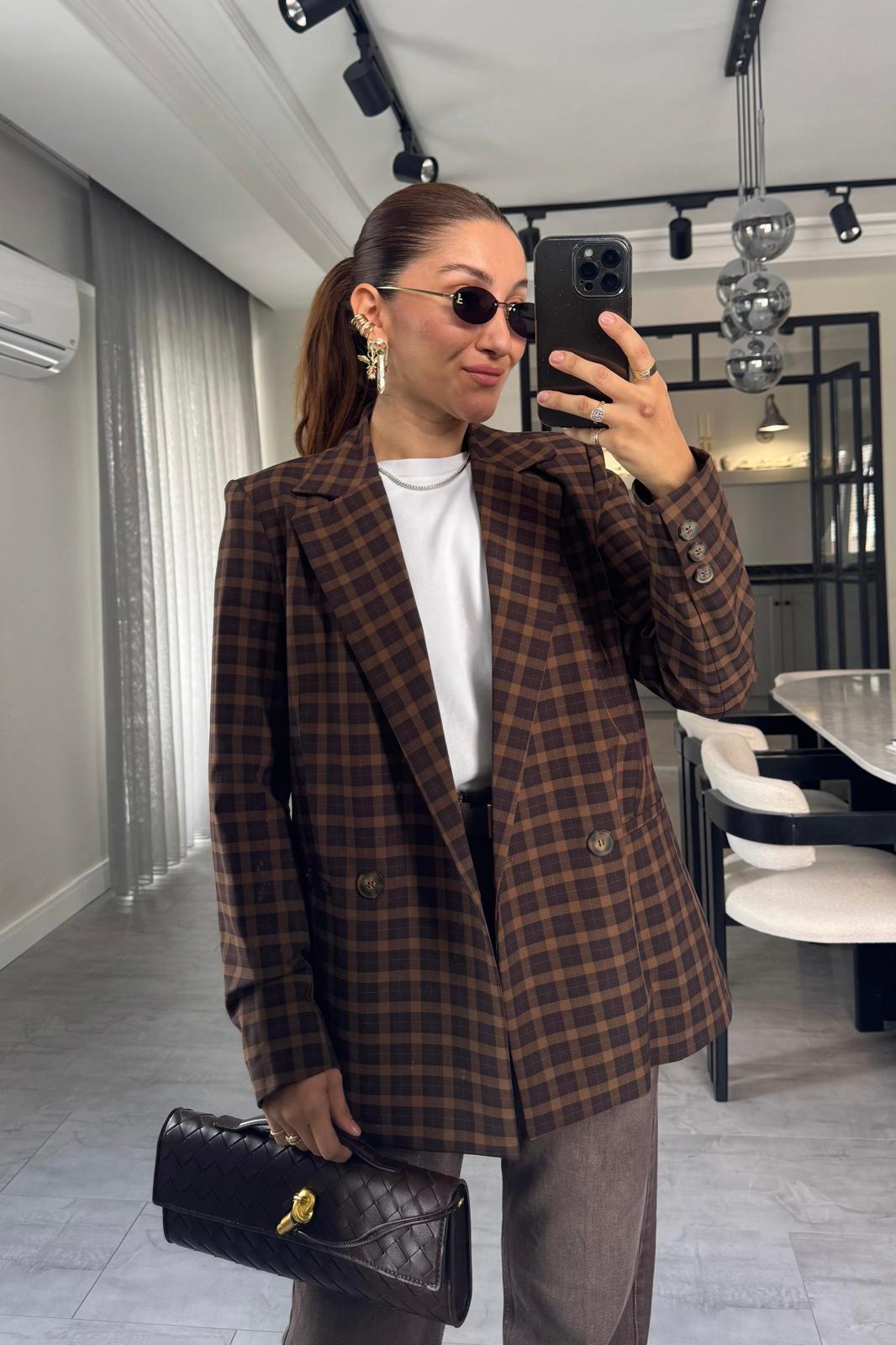 PÜTÜ KARE ÇİFT DÜĞMELİ BLAZER CEKET/5174