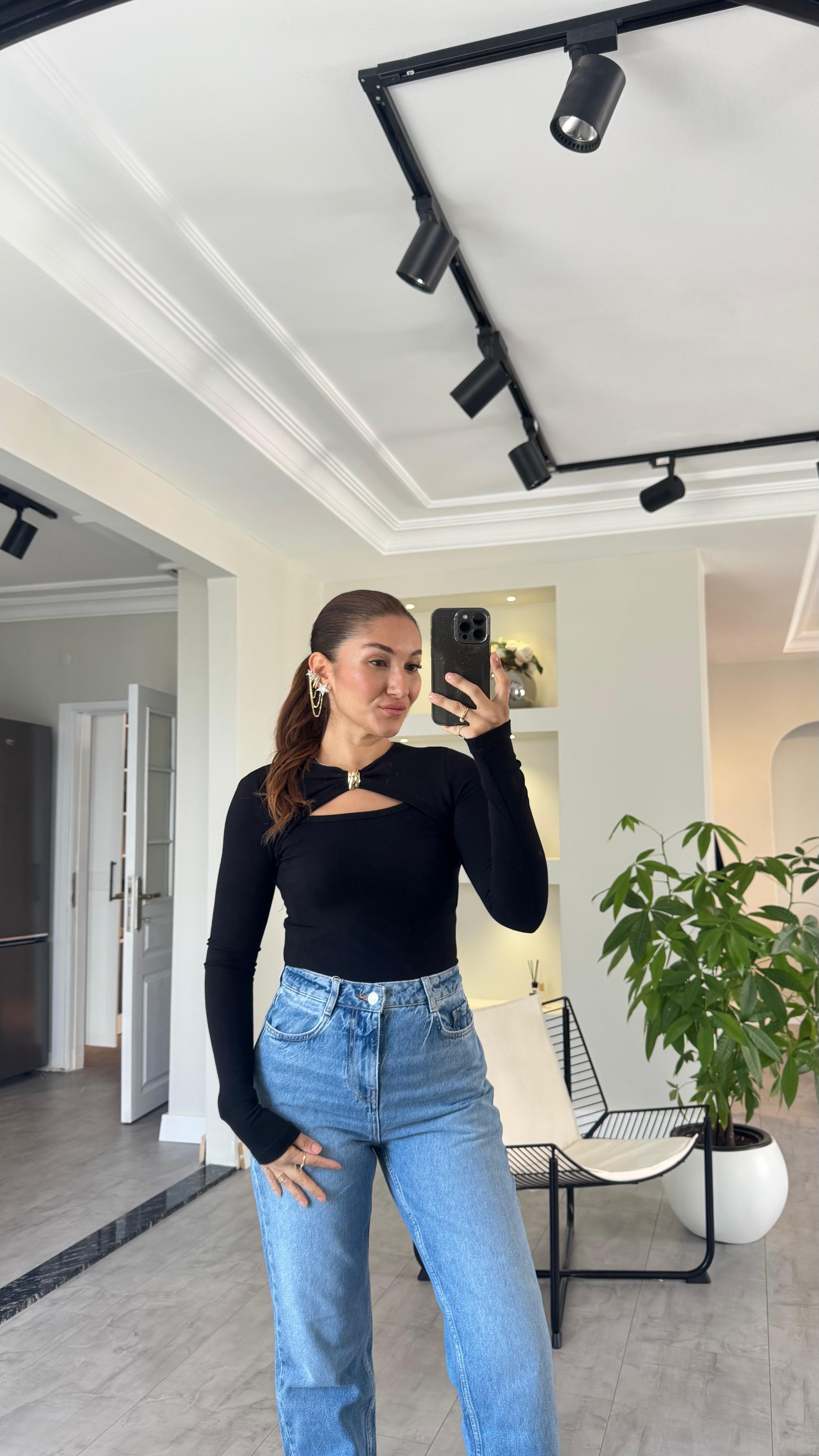 GOLD TOKALI PENCERELİ BLUZ/0780