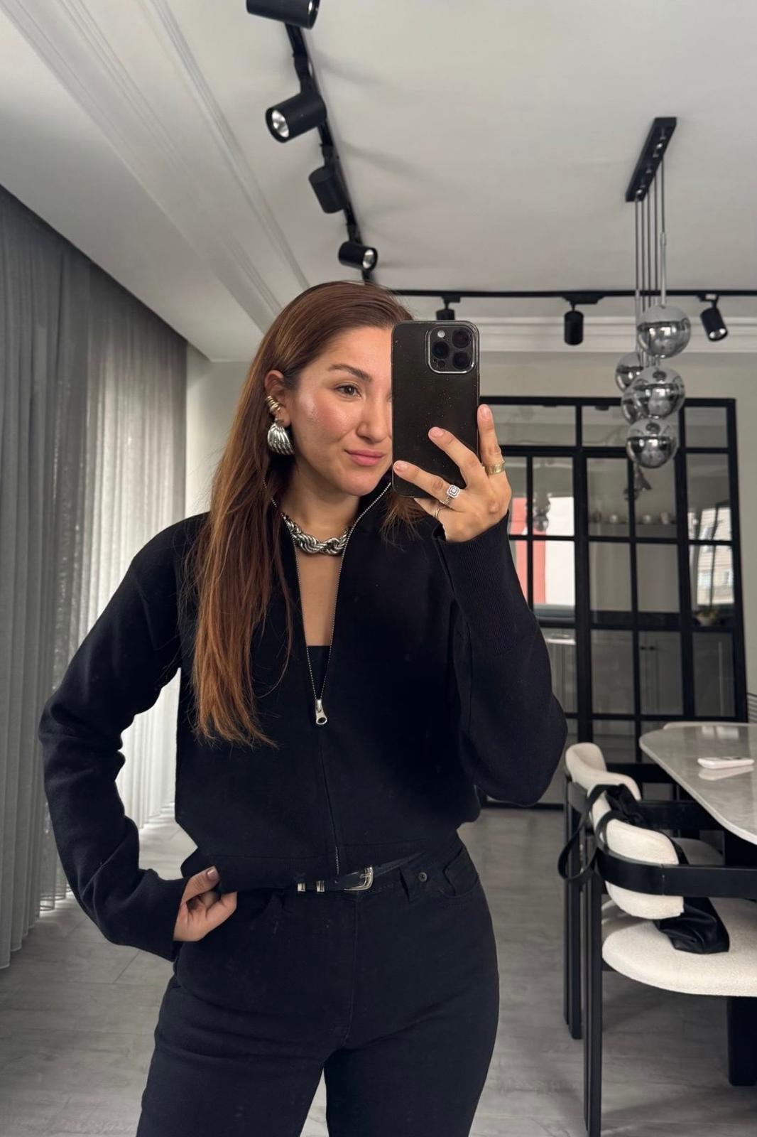 ÇİFT FERMUARLI TRİKO CEKET / 0657