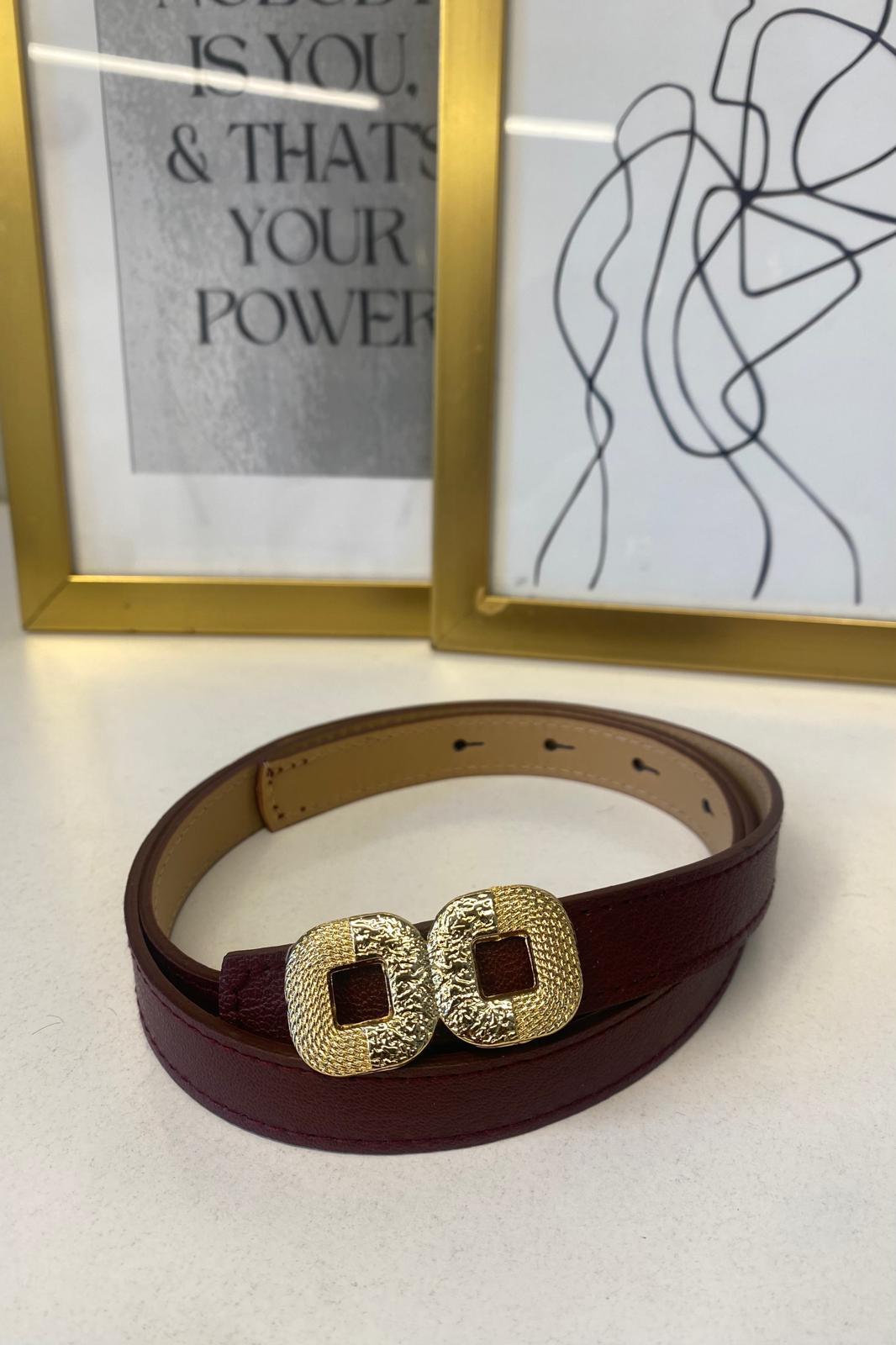 ÇİFT KARE TOKALI GOLD KEMER