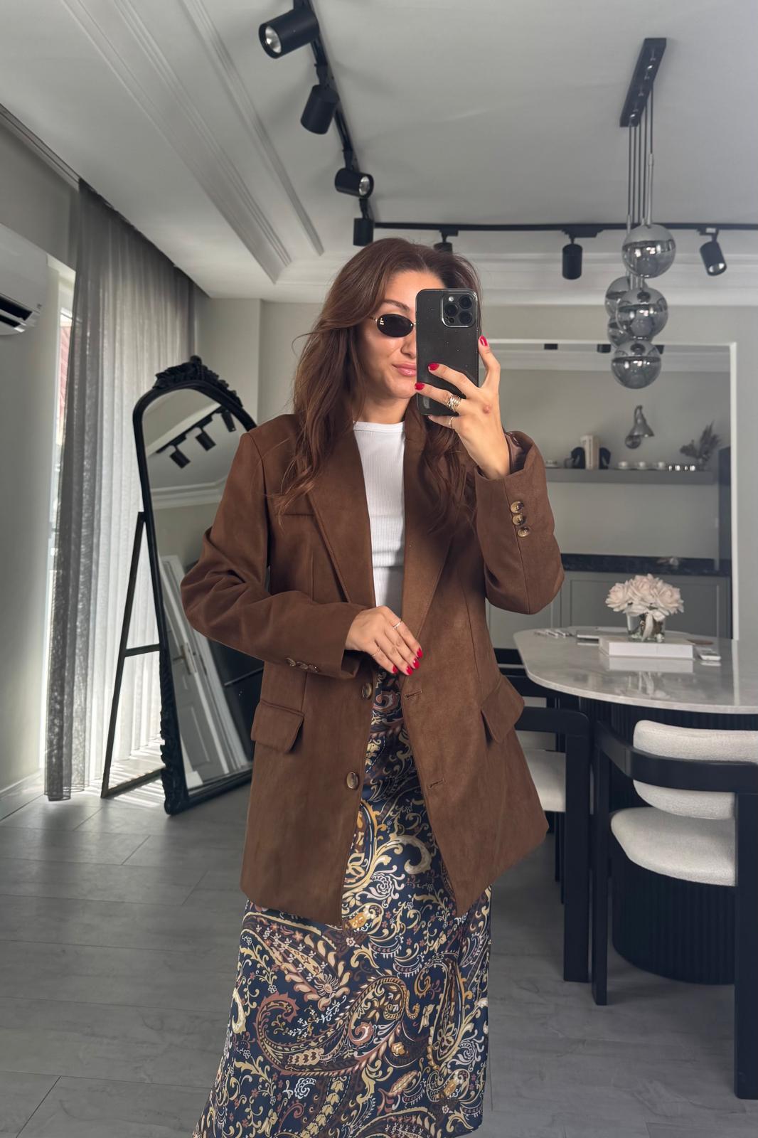 İKİ DÜĞMELİ SÜET BLAZER CEKET/8231