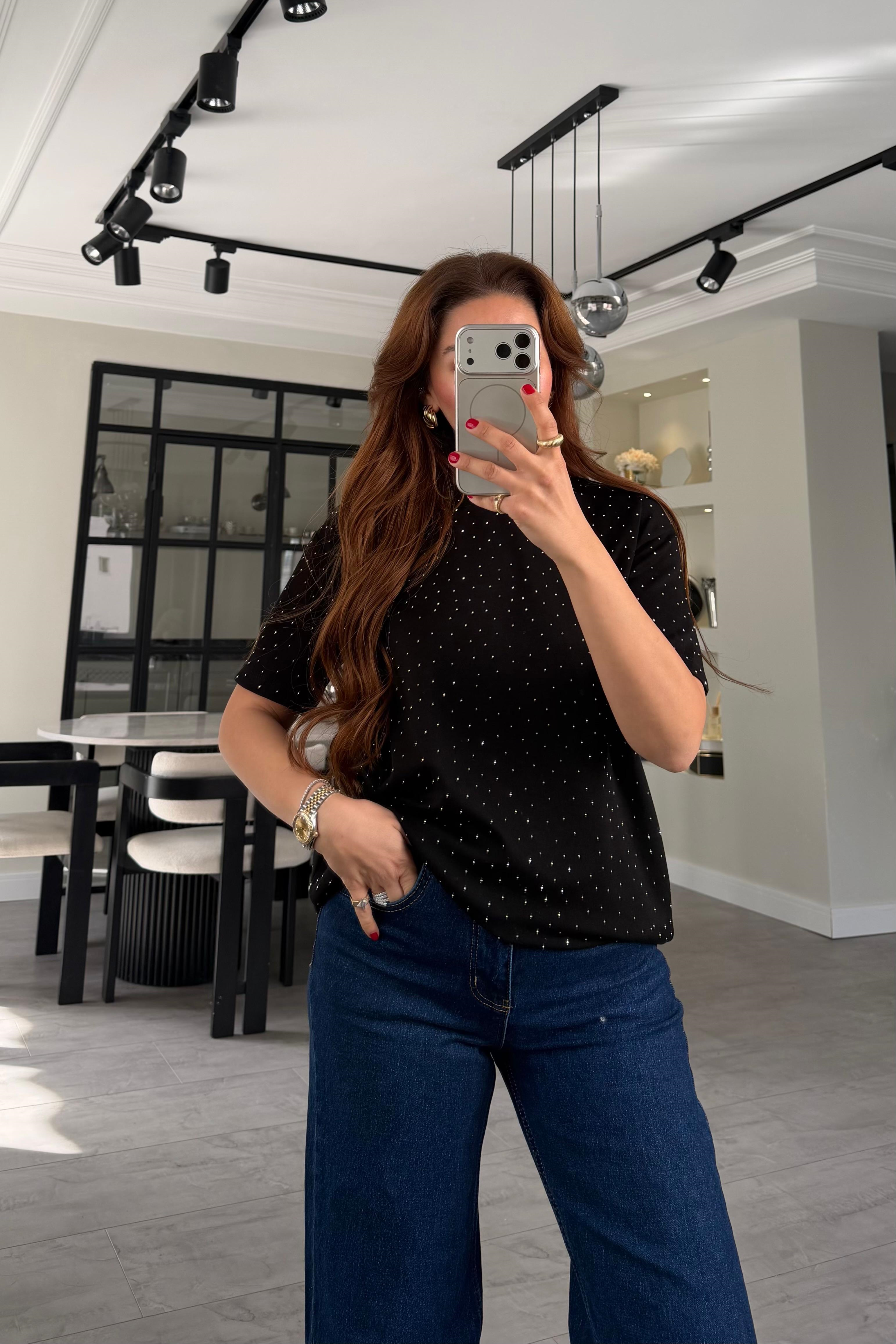 KISAKOL TAŞLI T-SHİRT/11351