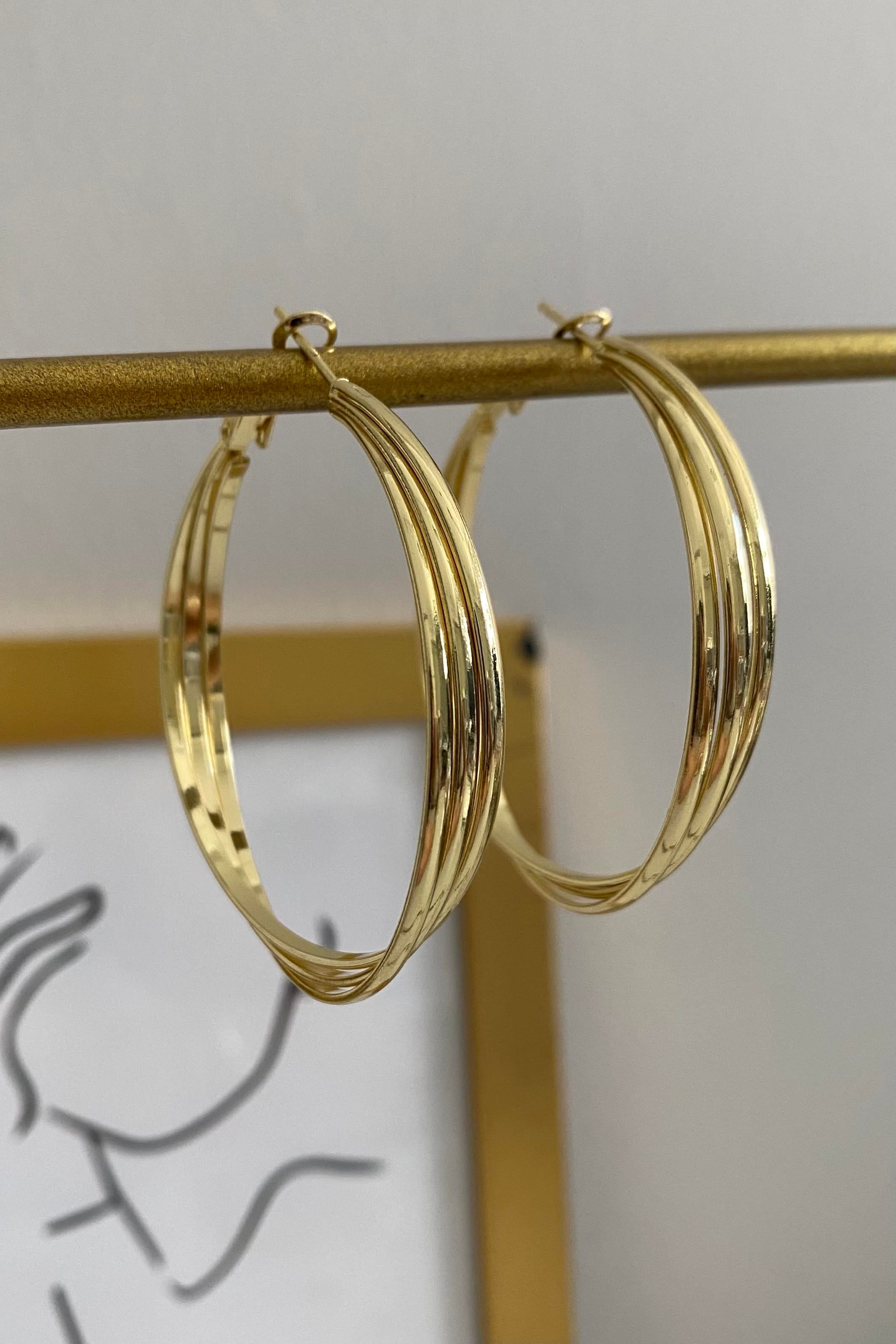 ÜÇLÜ KIVRIM HALKA KÜPE 5cm