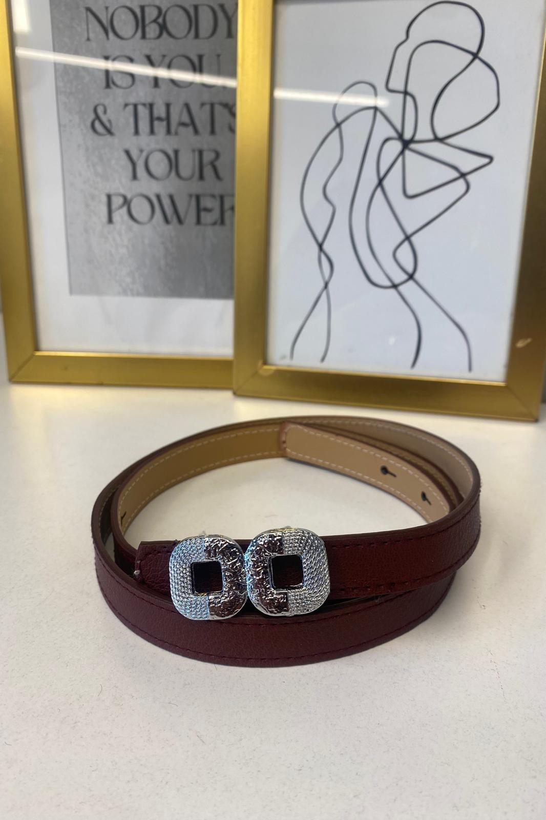 ÇİFT KARE TOKALI SİLVER KEMER