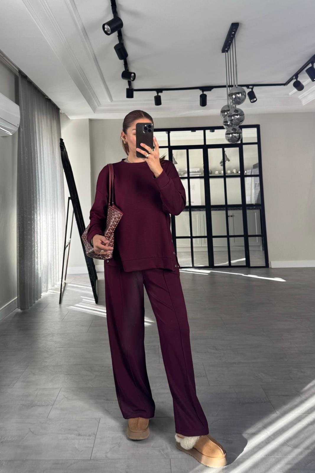 BİSİKLET YAKA ÇITÇITLI MODAL EŞOFMAN TAKIM/6989