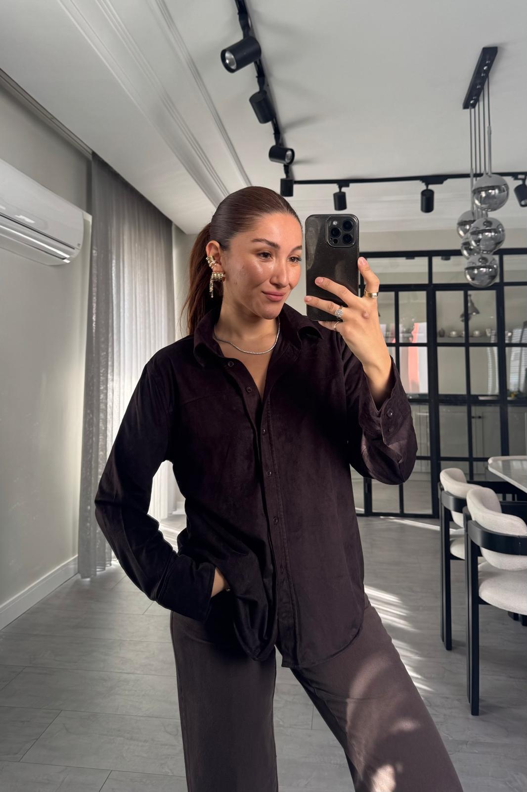 YUMUŞAK DOKULU KADİFE GÖMLEK/17144