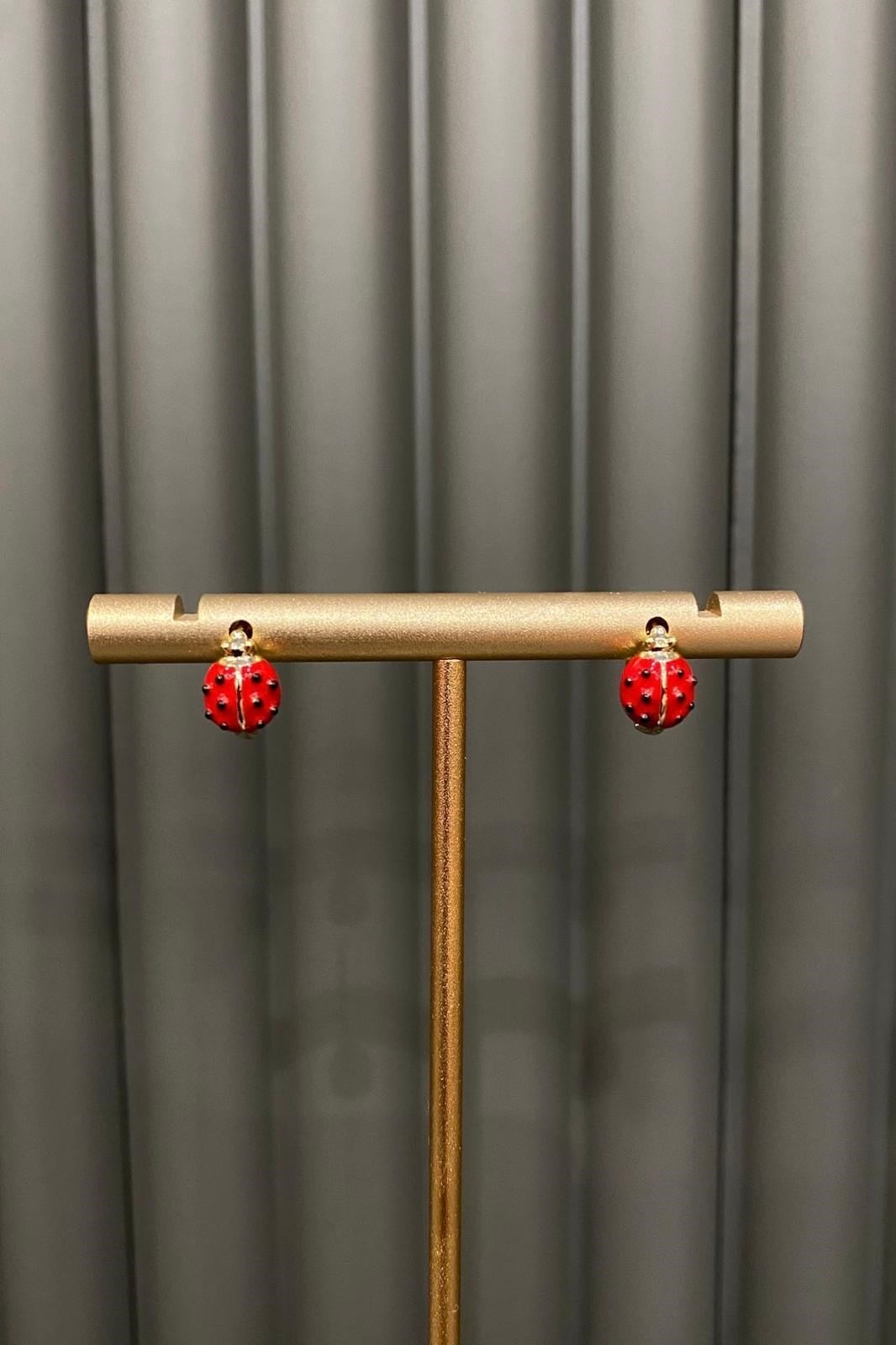 UĞUR BÖCEKLİ MİNİK HALKA KÜPE 1cm