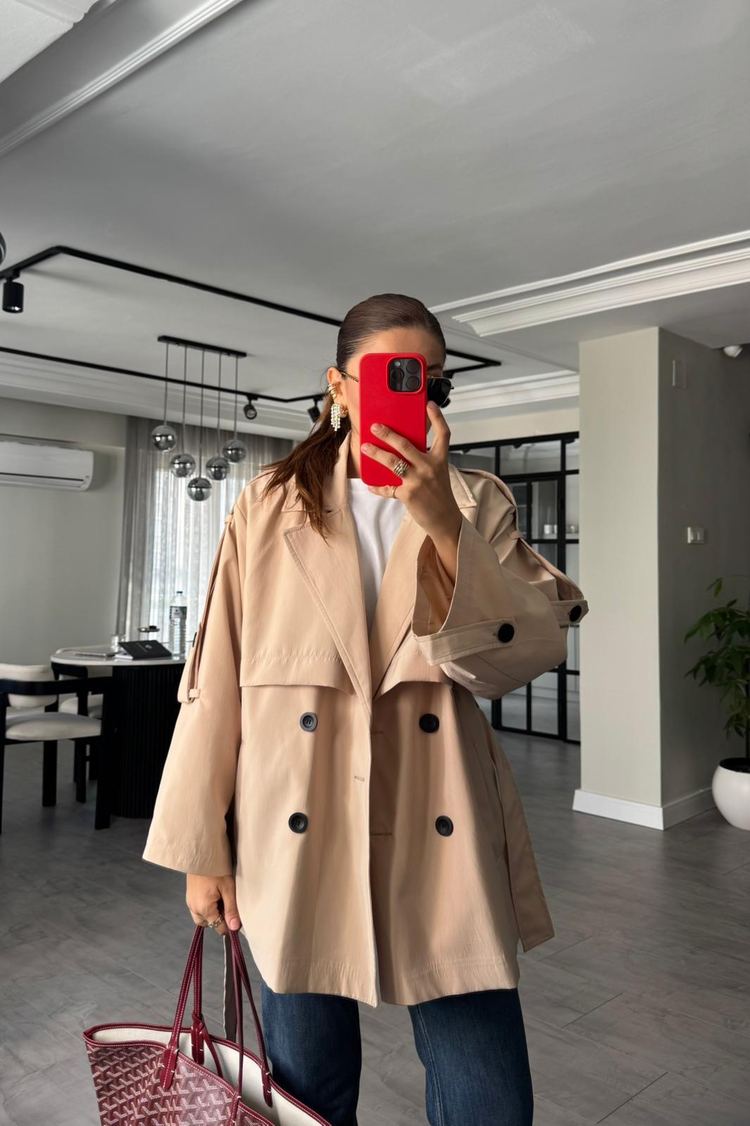 KOL DÜĞMELİ TRENÇKOT/9646