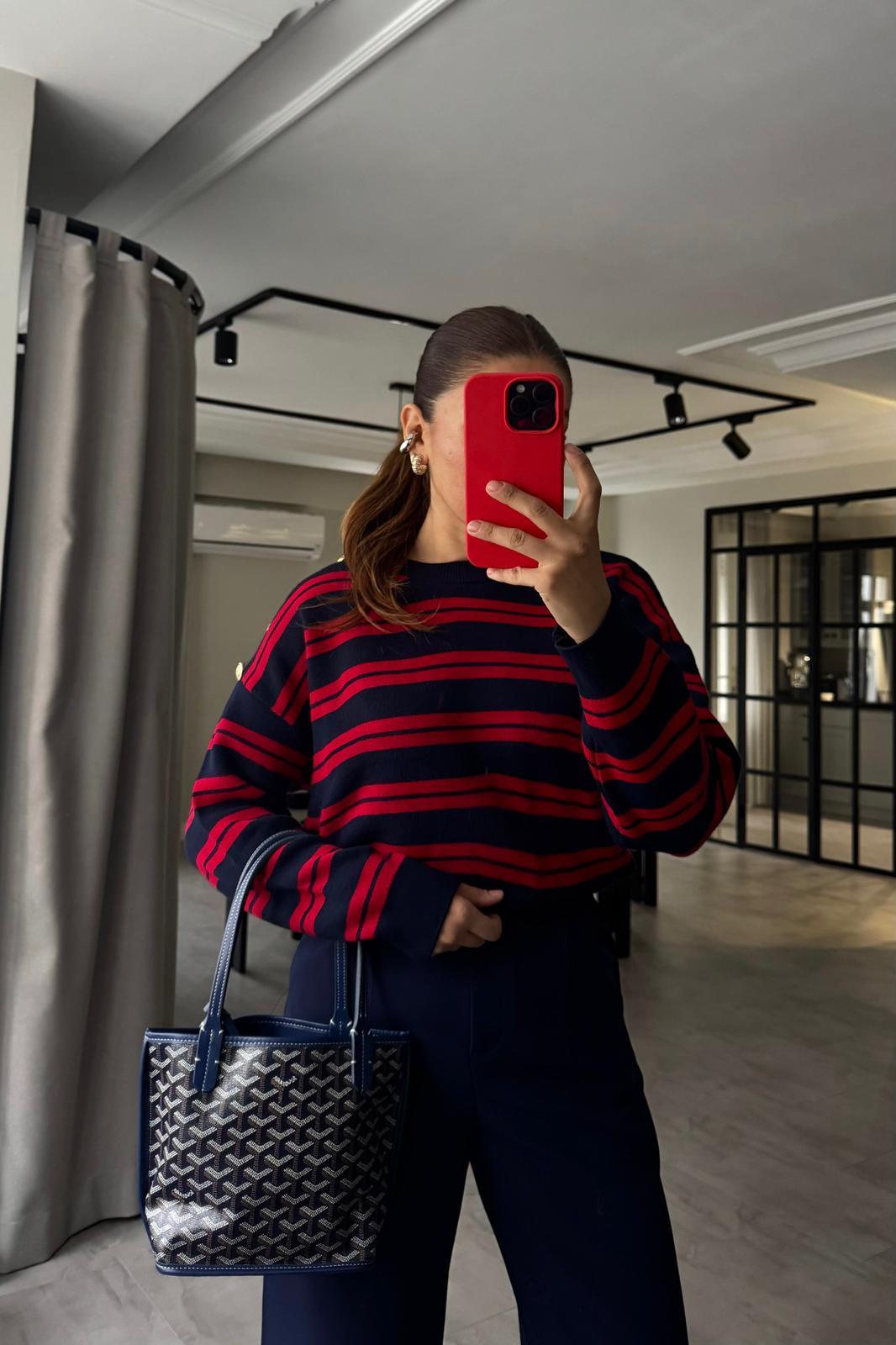 OMUZU GOLD DÜĞMELİ ÇİZGİLİ KAZAK/1278